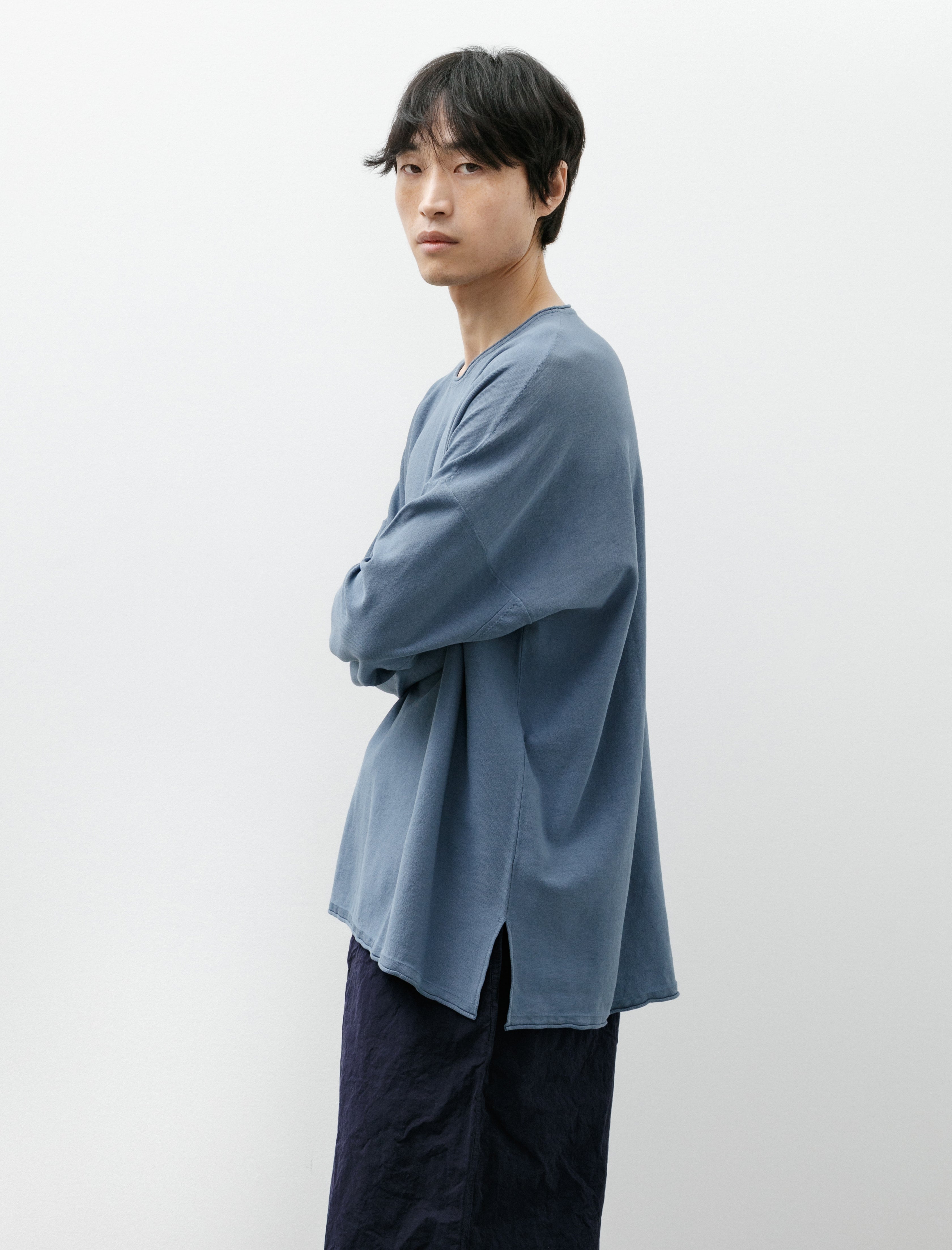 Casey Casey Overdyed LS T-Shirt Fres Cot Storm