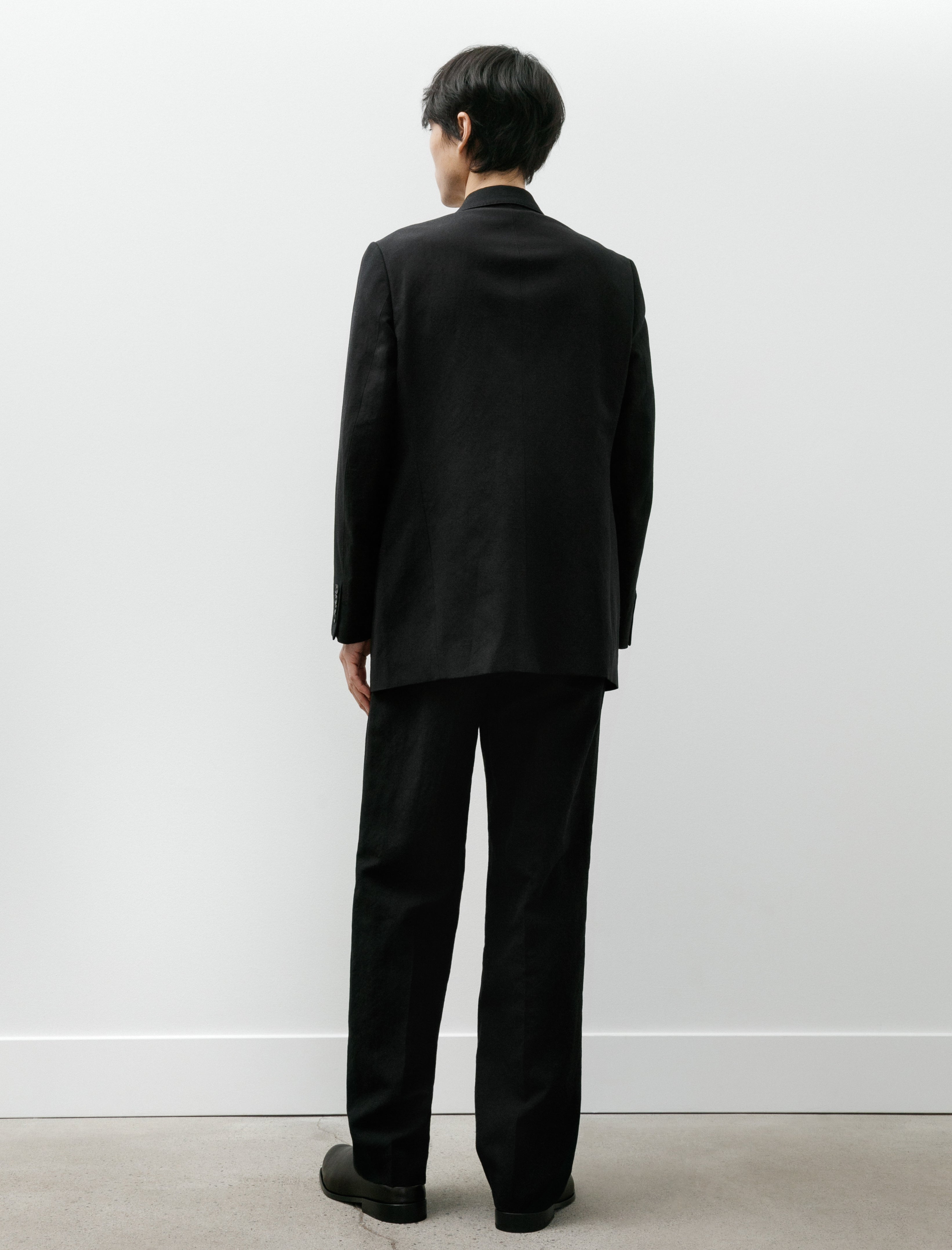 Auralee Wool Cotton Linen Ox Double Breasted Jacket Black