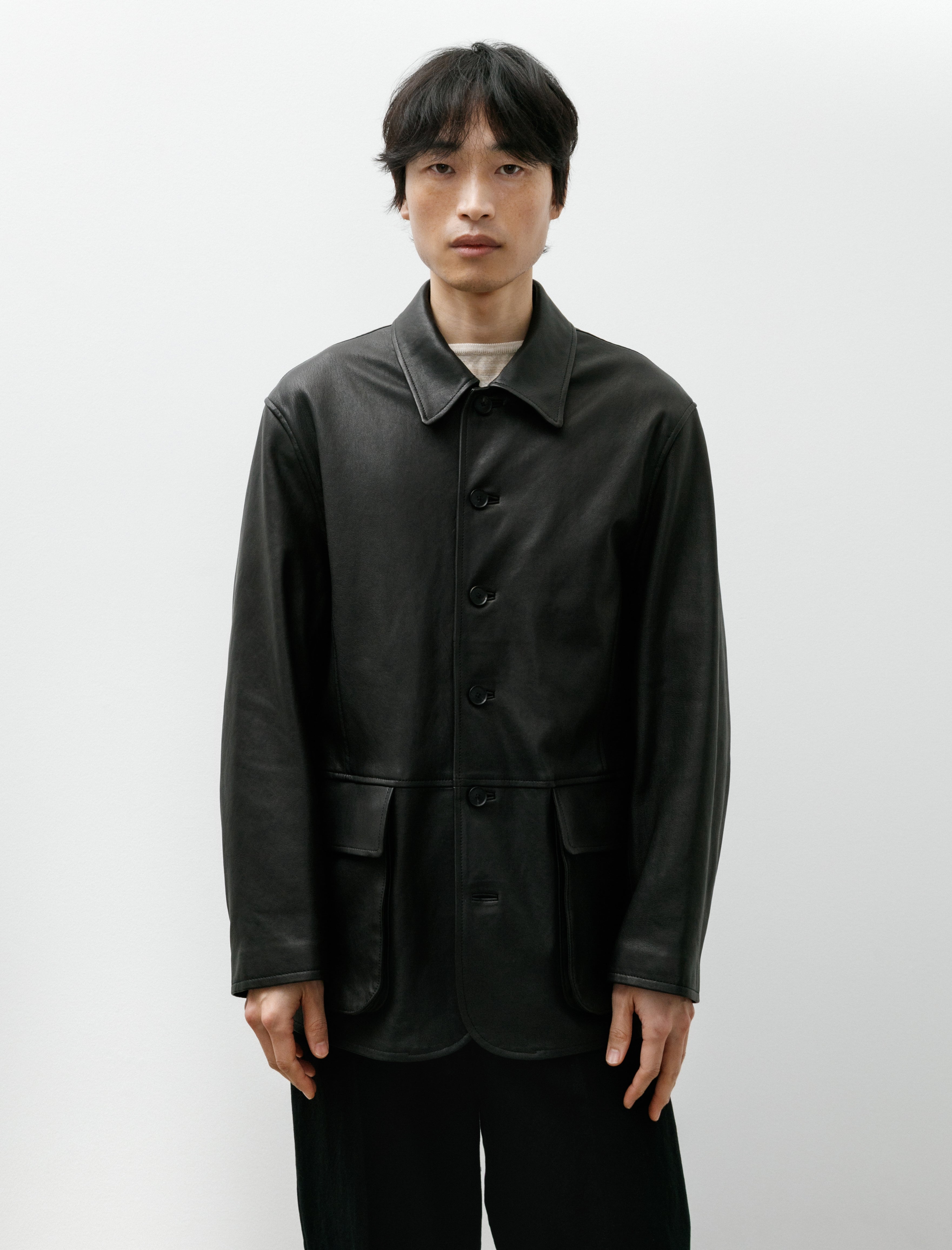 Auralee Textured Lamb Leather Blouson Black