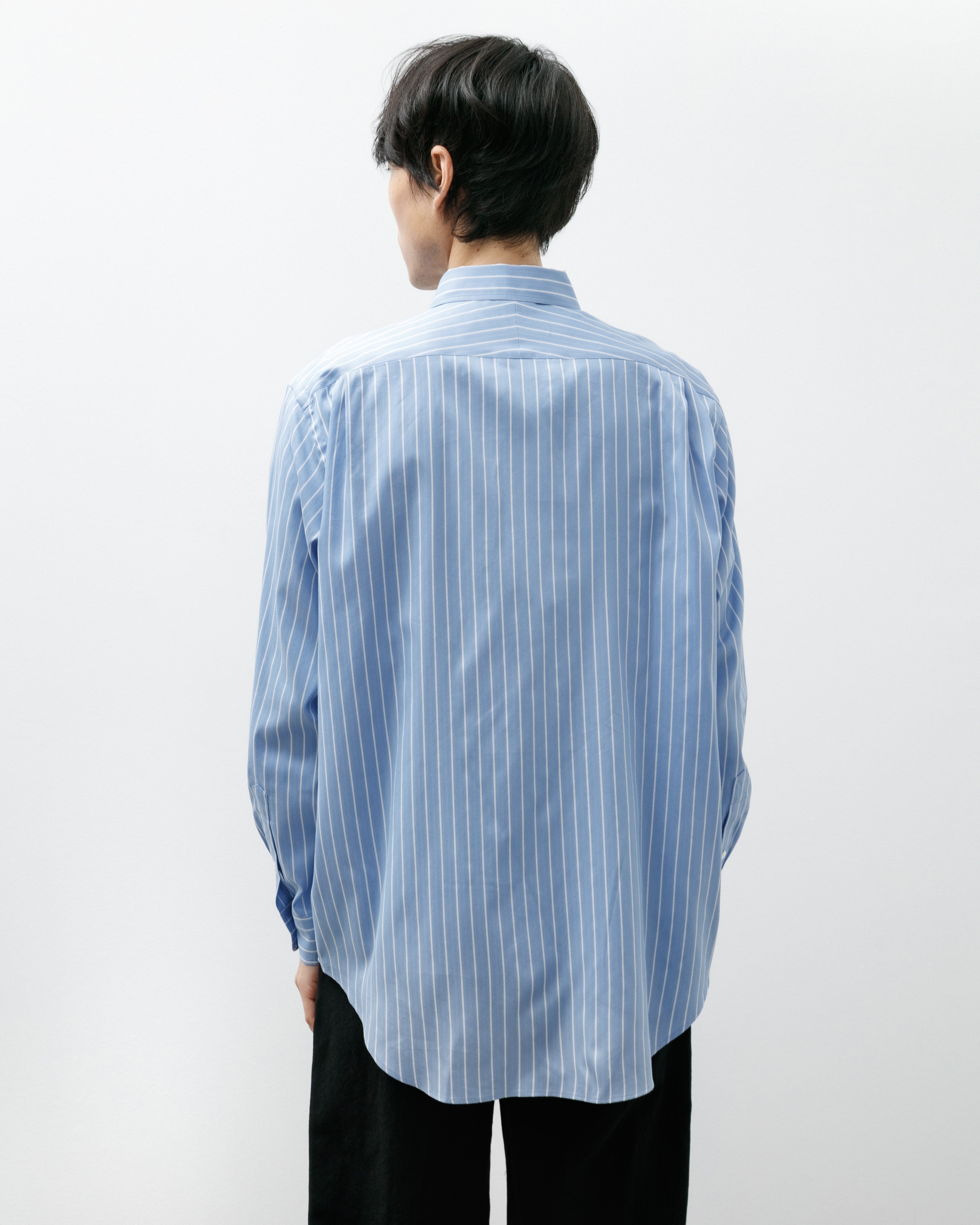 Auralee Cotton Silk Shirt Sax Blue Stripe