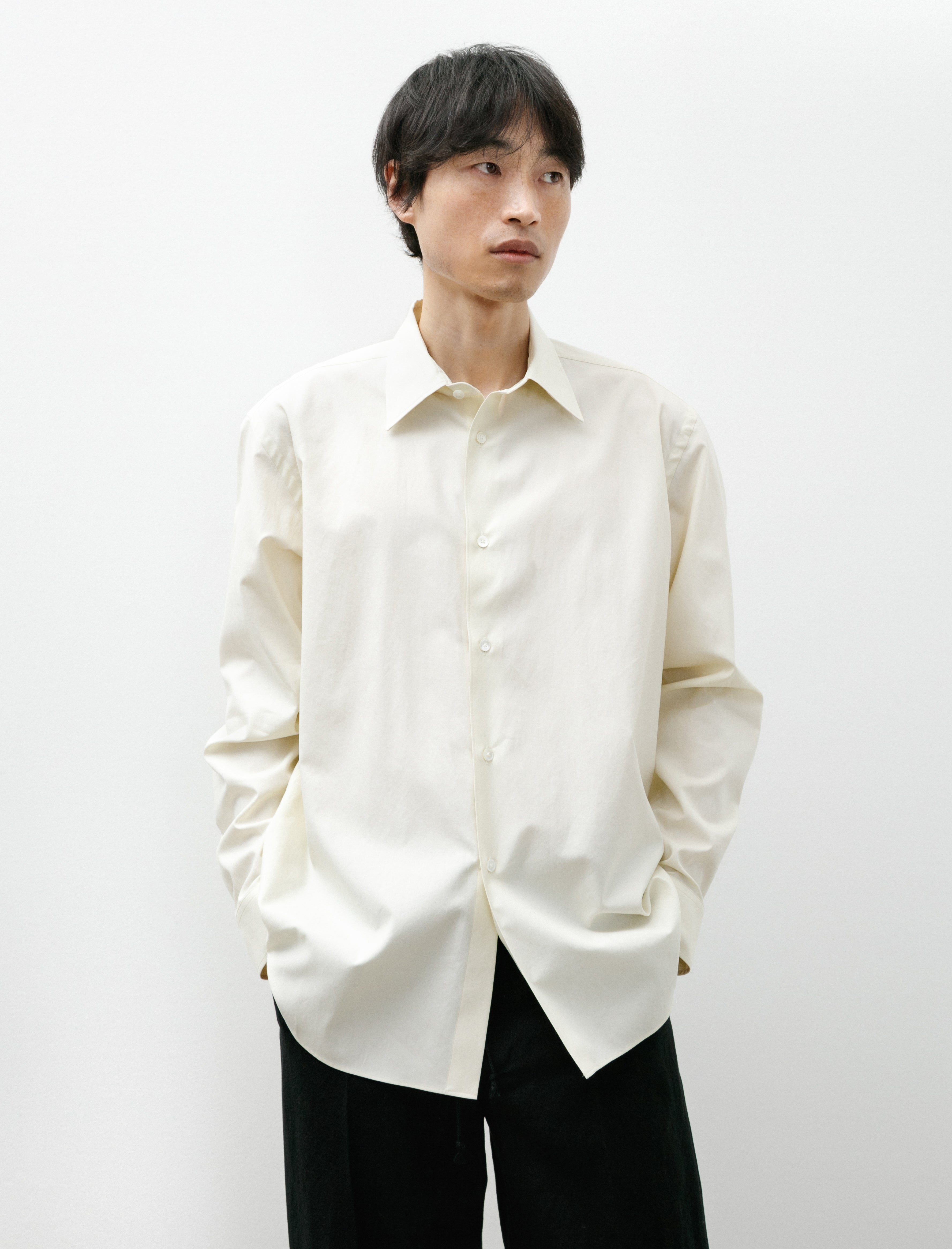 Auralee Washed Finx Twill Shirt Vanilla