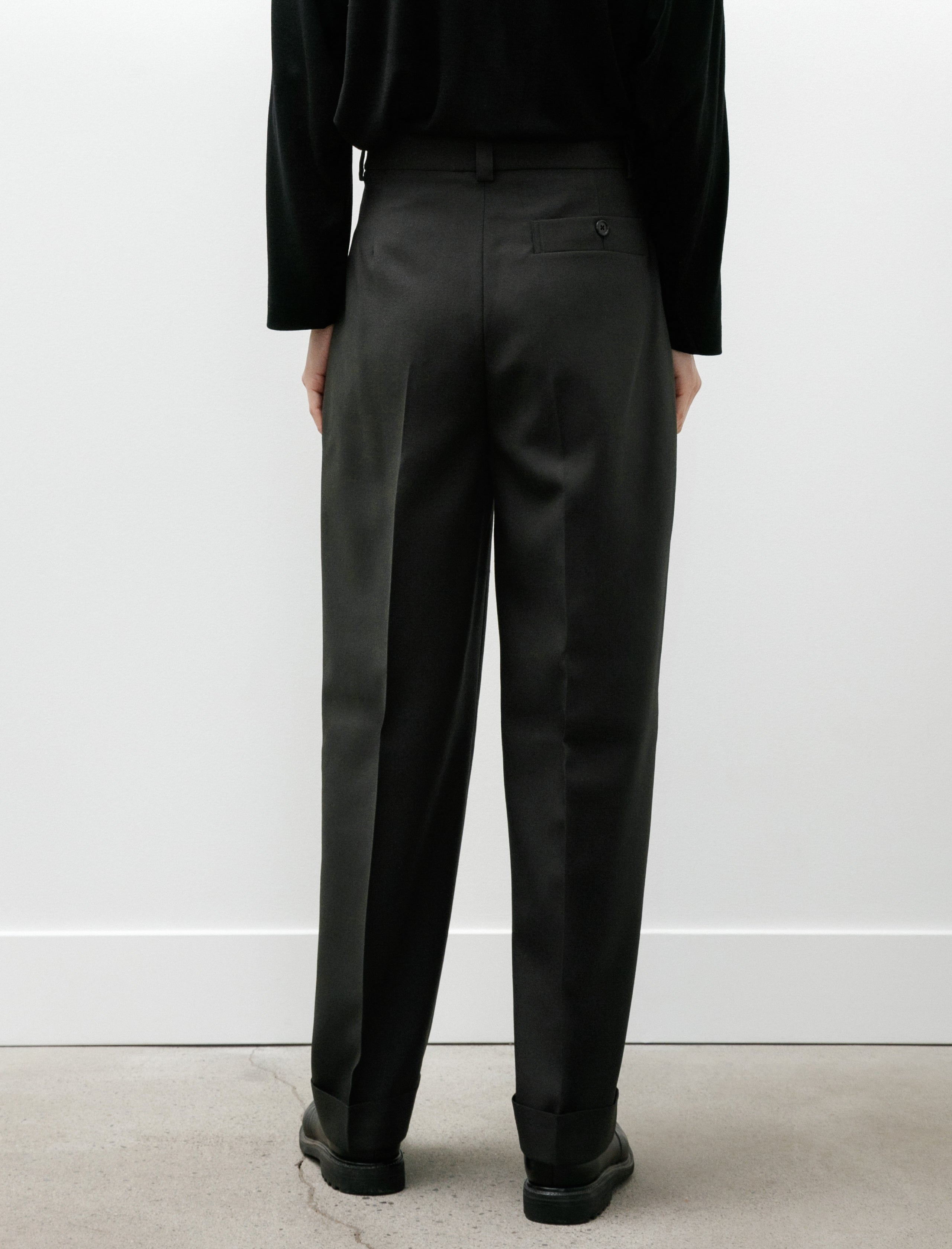 Margaret Howell Stitch Pleat Trousers Double Twisted Wool Pewter