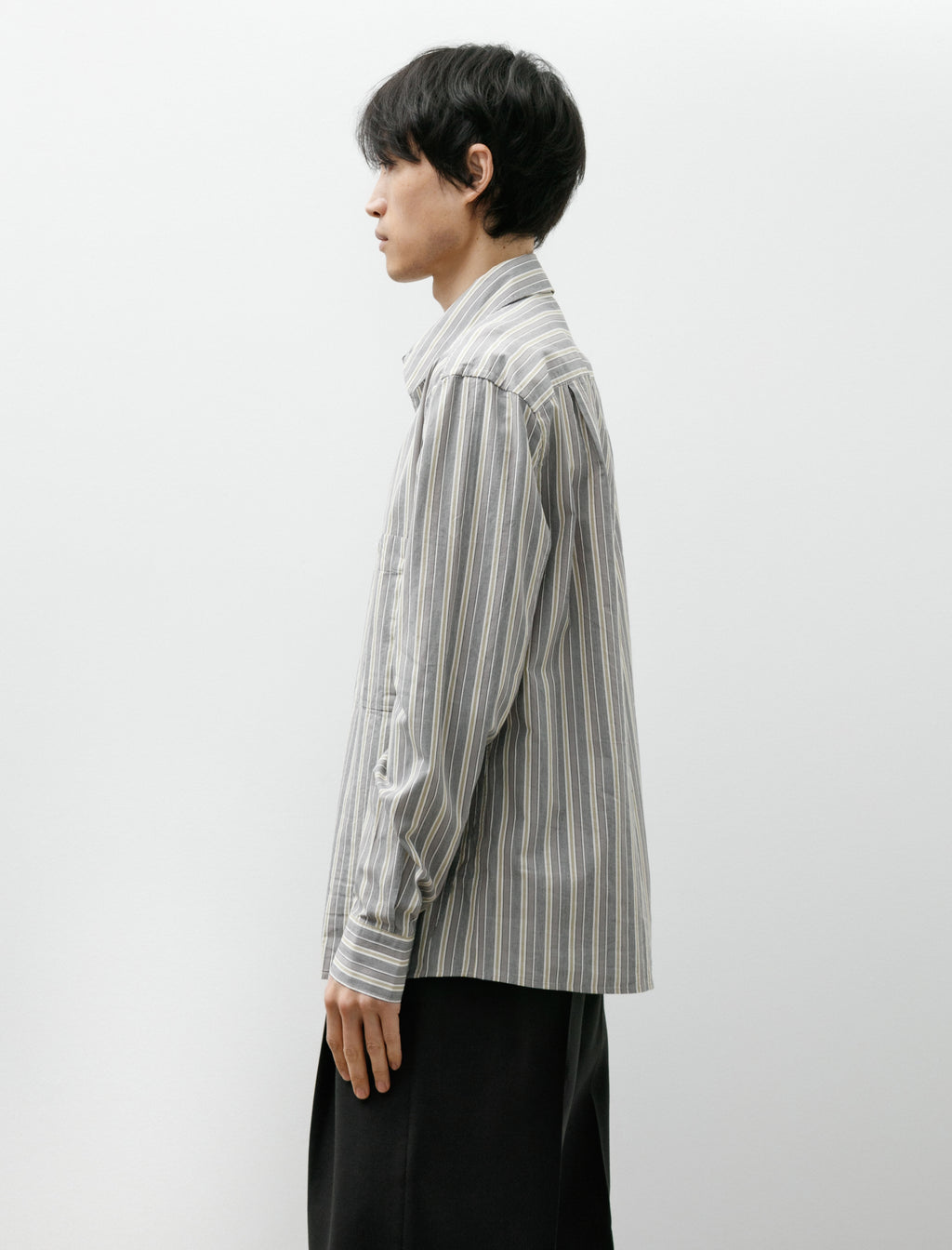 Margaret Howell MHL Overall Shirt Pyjama Stripe Cotton Off White