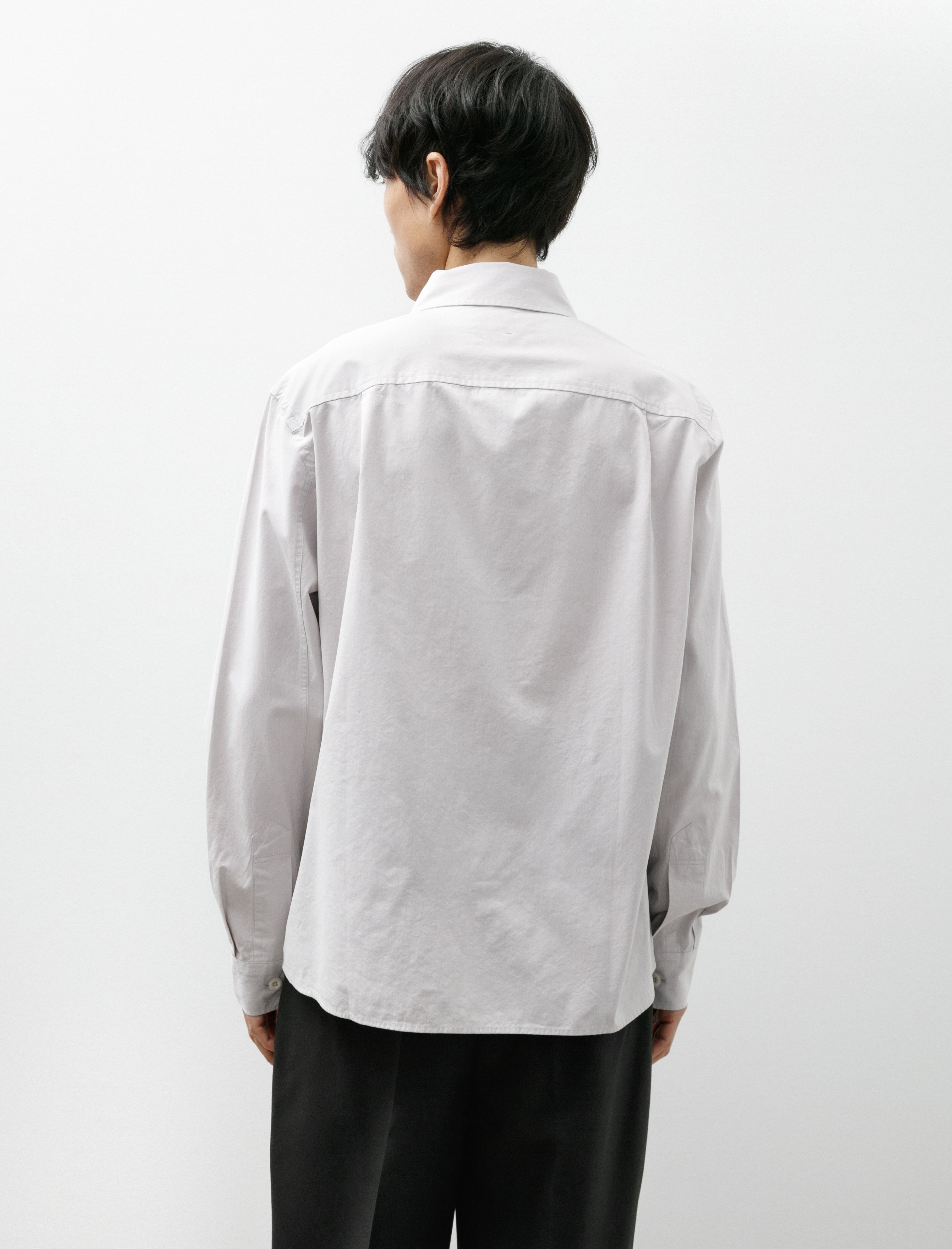 Margaret Howell MHL Overall Shirt Plainweave Cotton Canvas Pebble