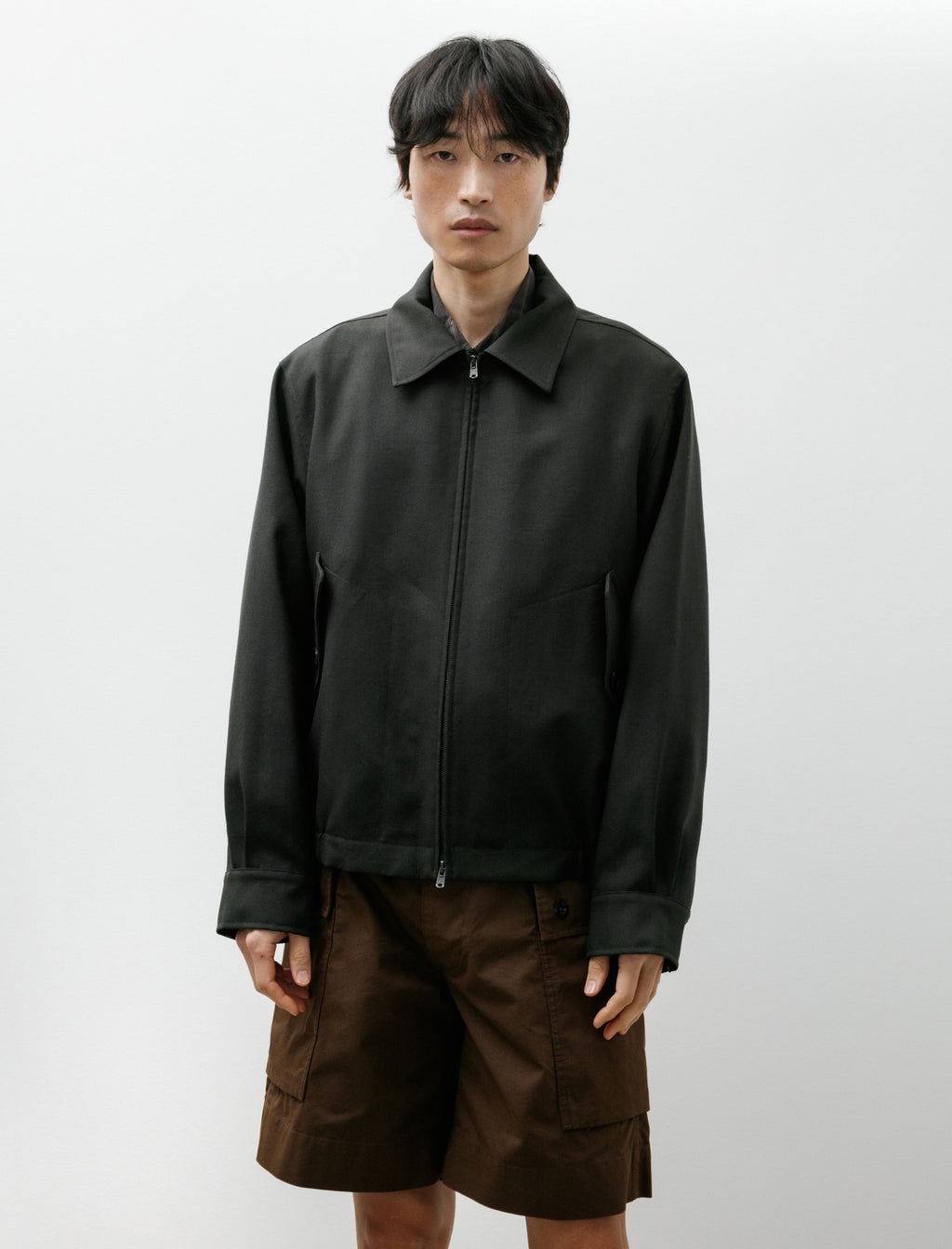 Margaret Howell Zip Through Bomber Jacket Double Twisted Pewter