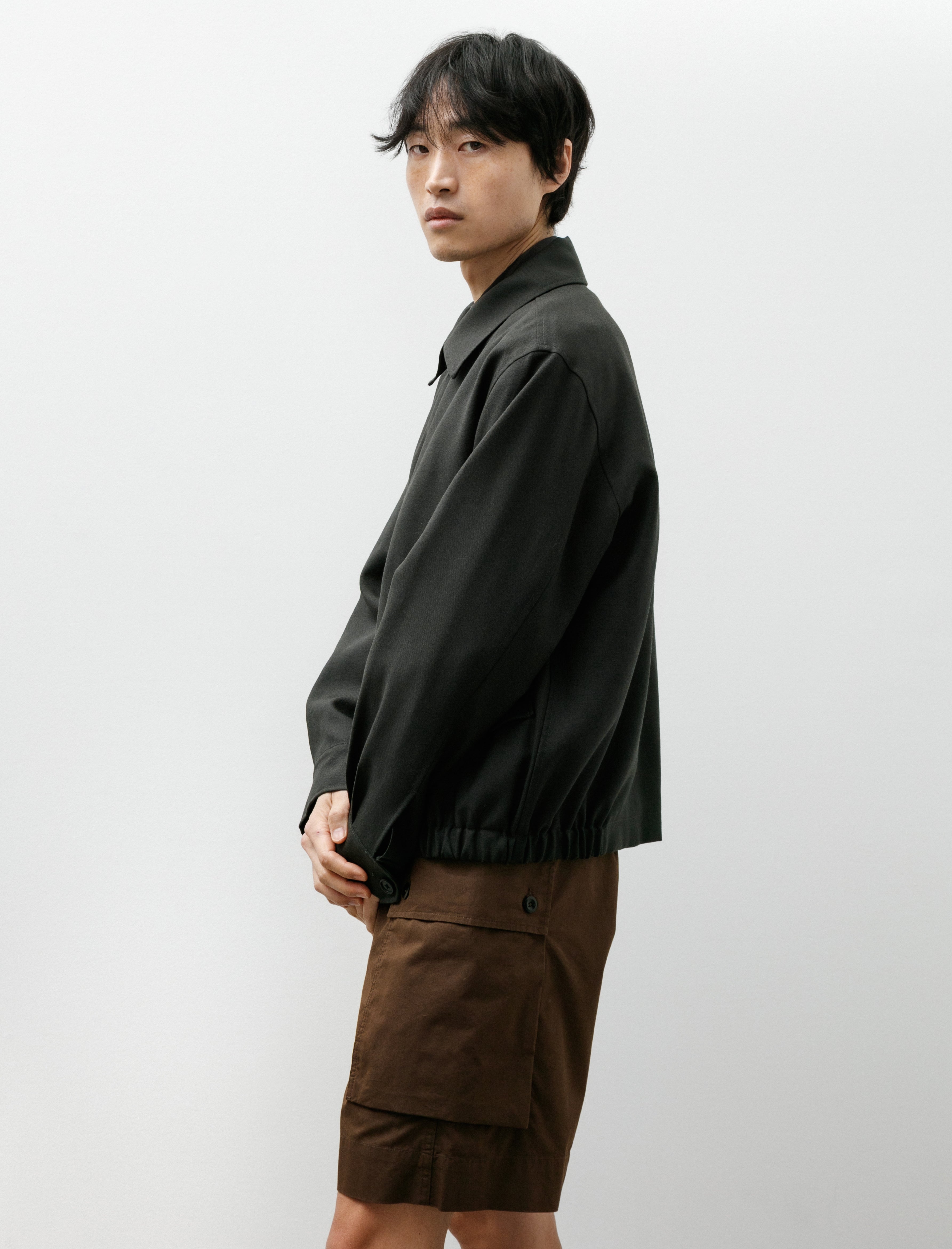 Margaret Howell Zip Through Bomber Jacket Double Twisted Pewter