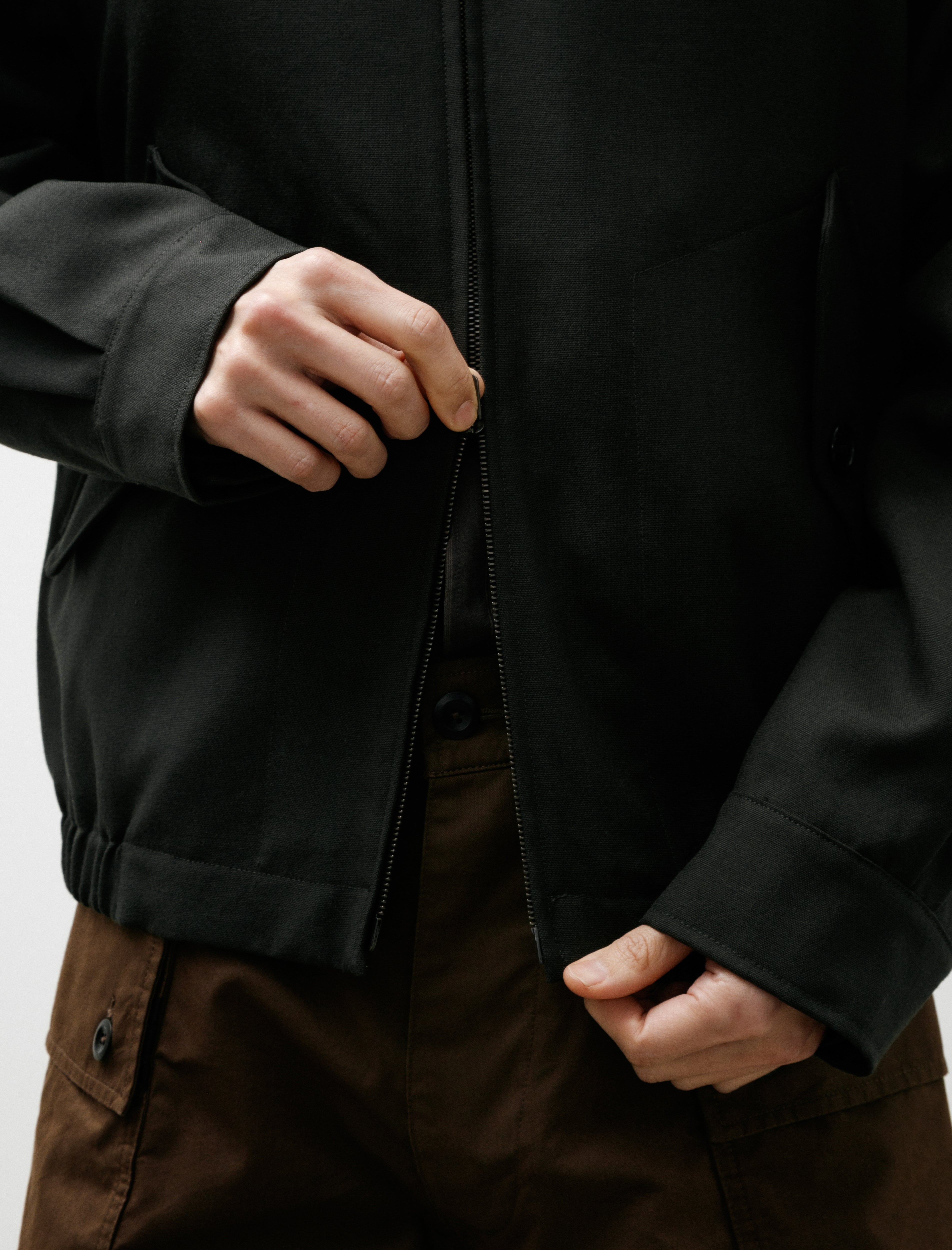 Margaret Howell Zip Through Bomber Jacket Double Twisted Pewter