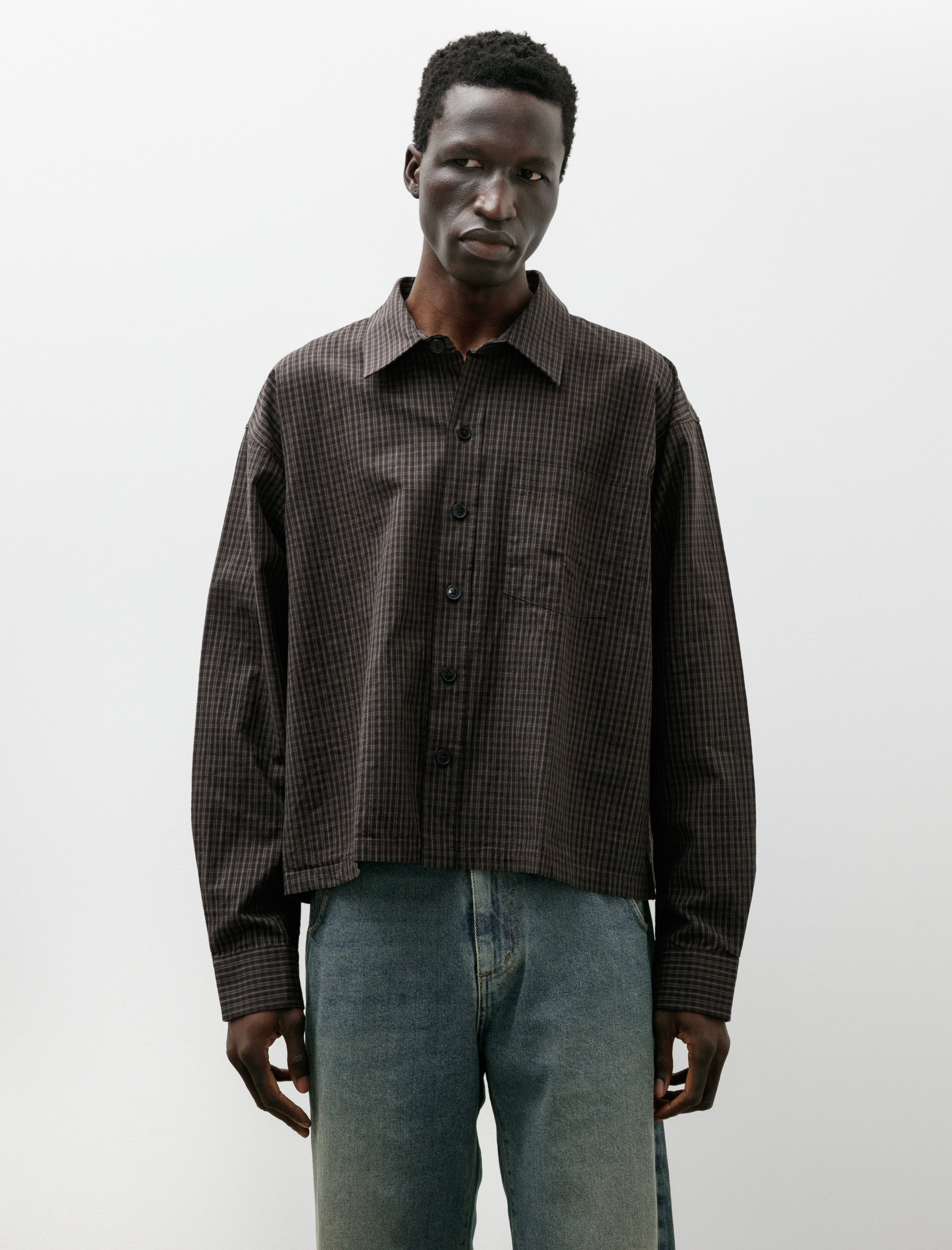 mfpen Priority Shirt Dark Linen Check