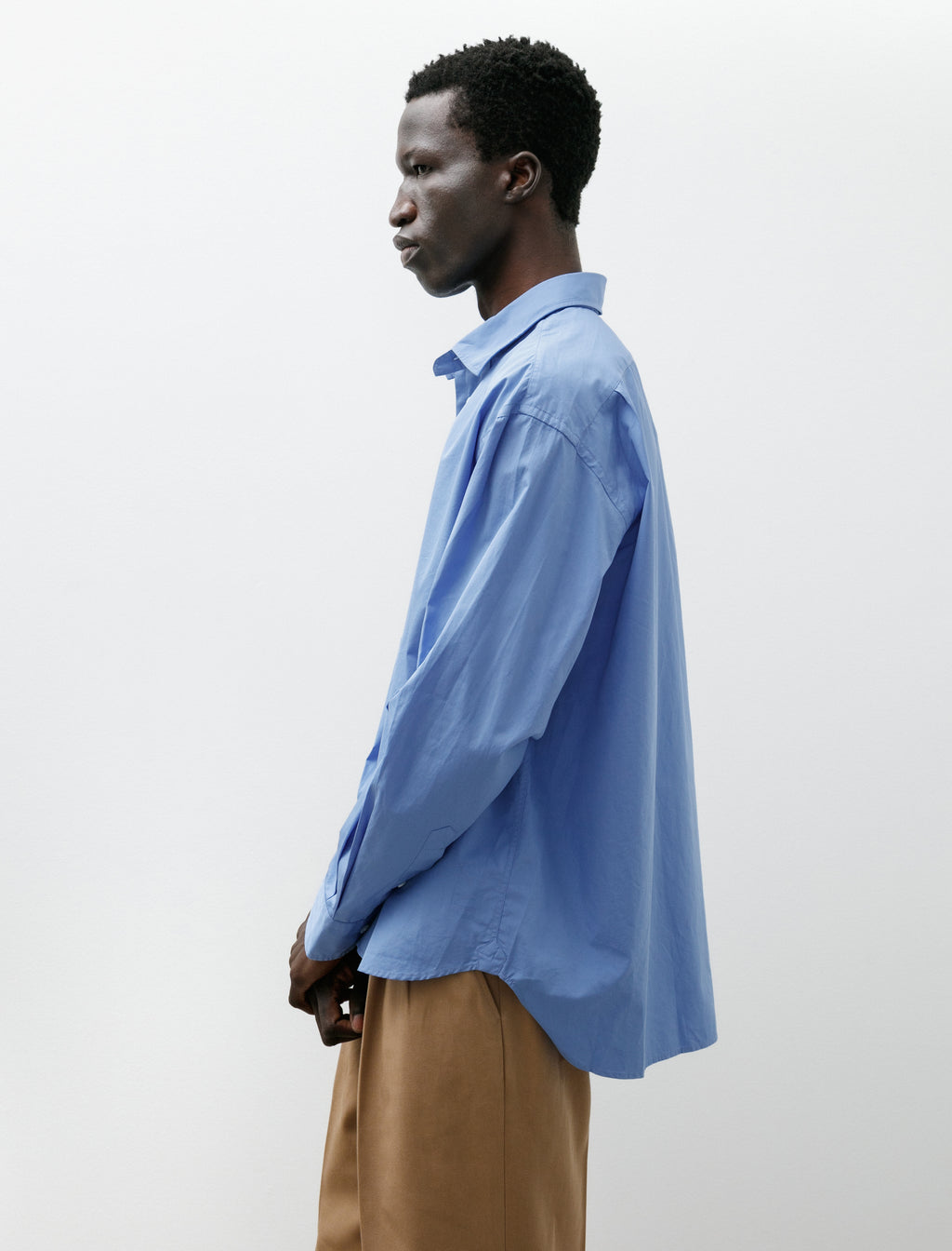 トップス salon C.lundman : Double Cuff Shirt Salon C.Lundman Double Collar Shirt Albini Cotton Clear Blue