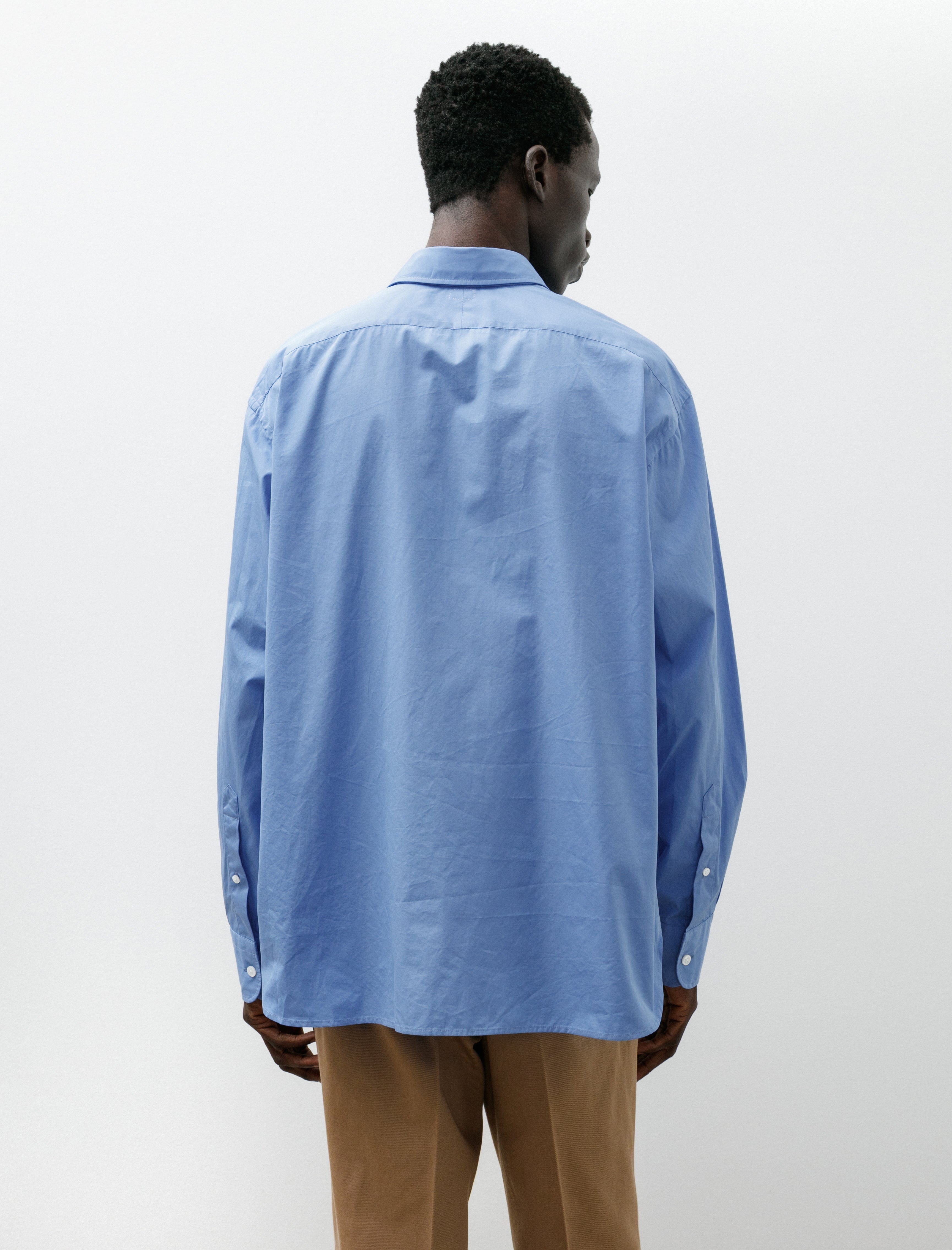 Salon C.Lundman Double Collar Shirt Albini Cotton Clear Blue