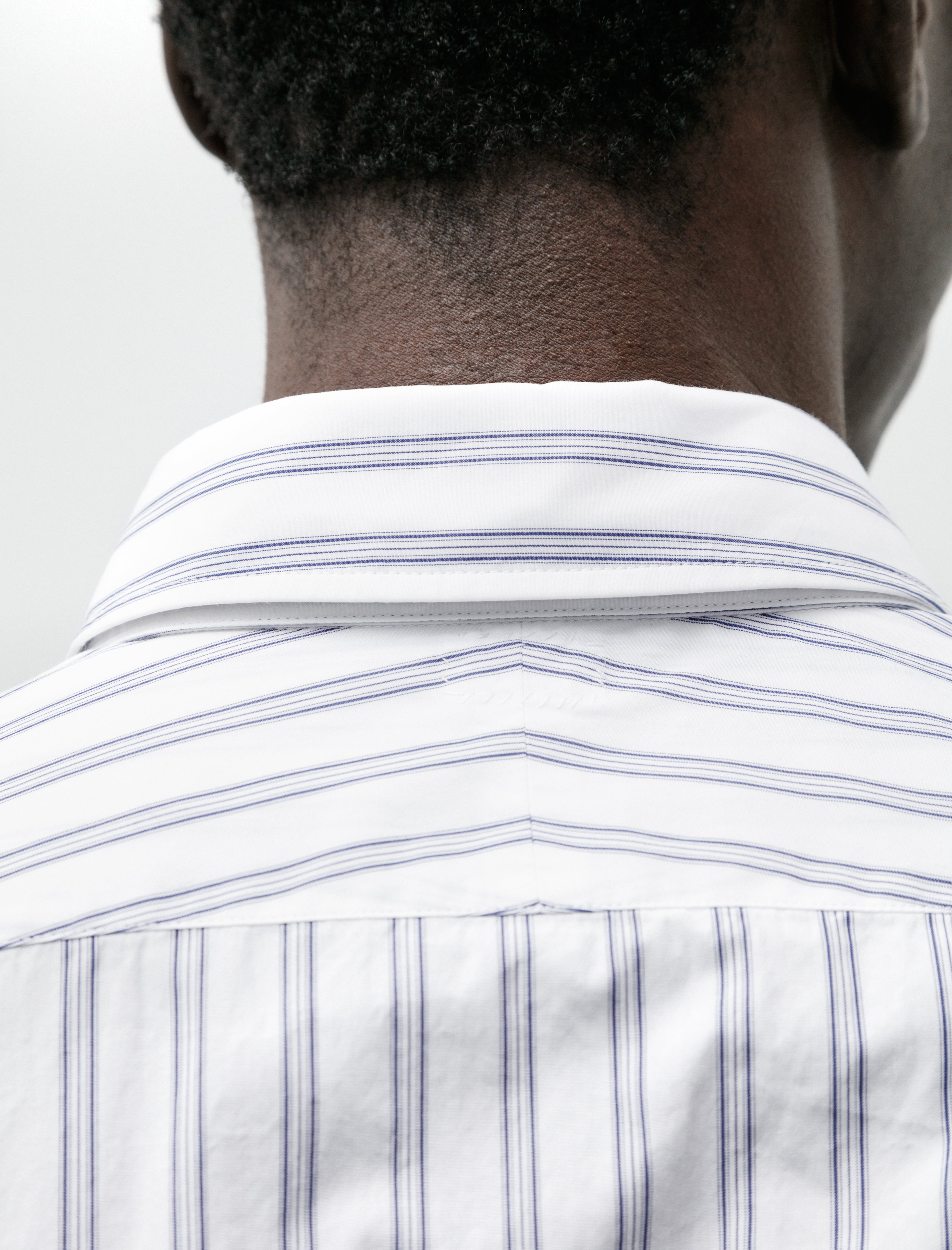 Salon C.Lundman Double Collar Shirt Albini Cotton Fine Blue Stripes