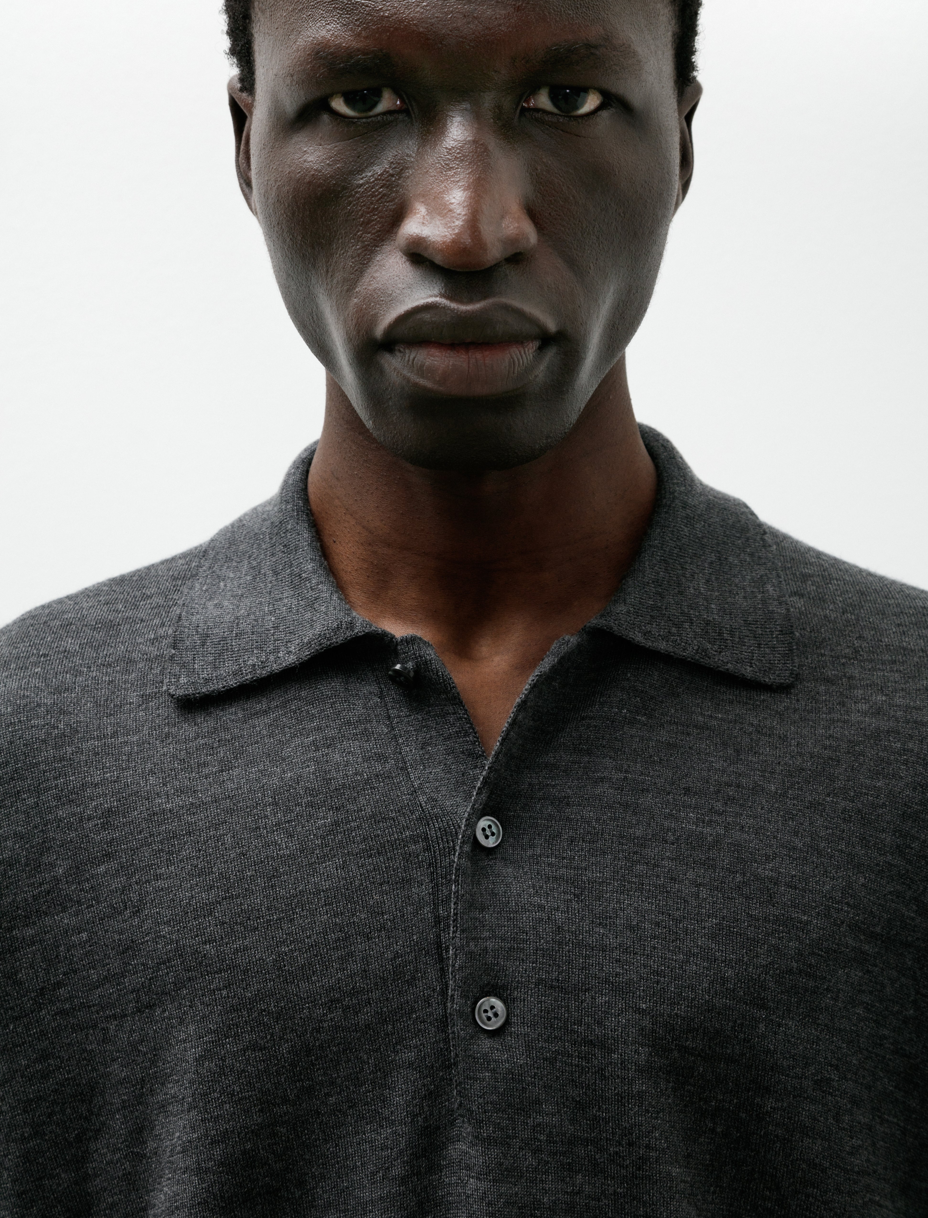 Salon C.Lundman Short Sleeve Polo Cariaggi Wool/Silk Grey Melange