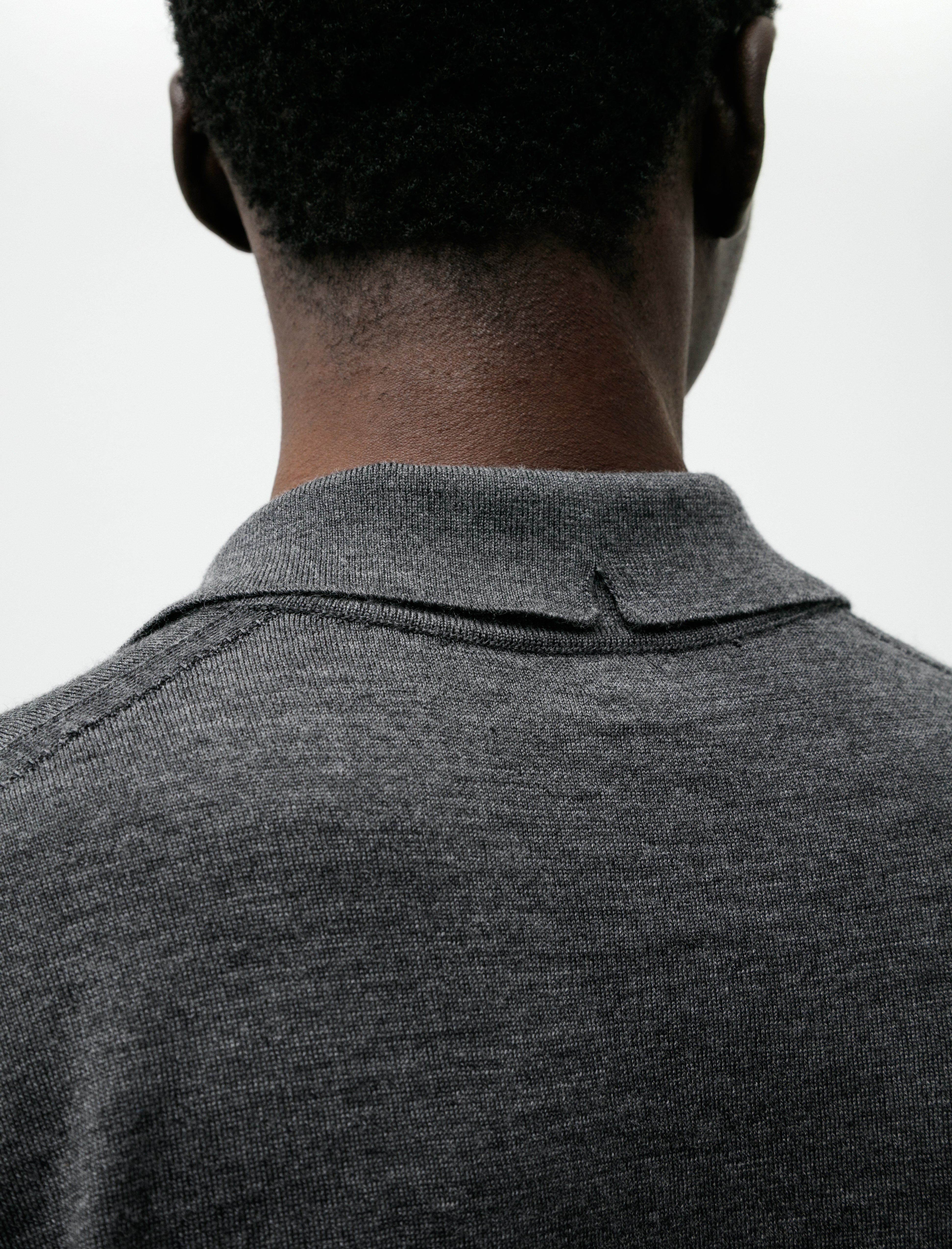 Salon C.Lundman Short Sleeve Polo Cariaggi Wool/Silk Grey Melange