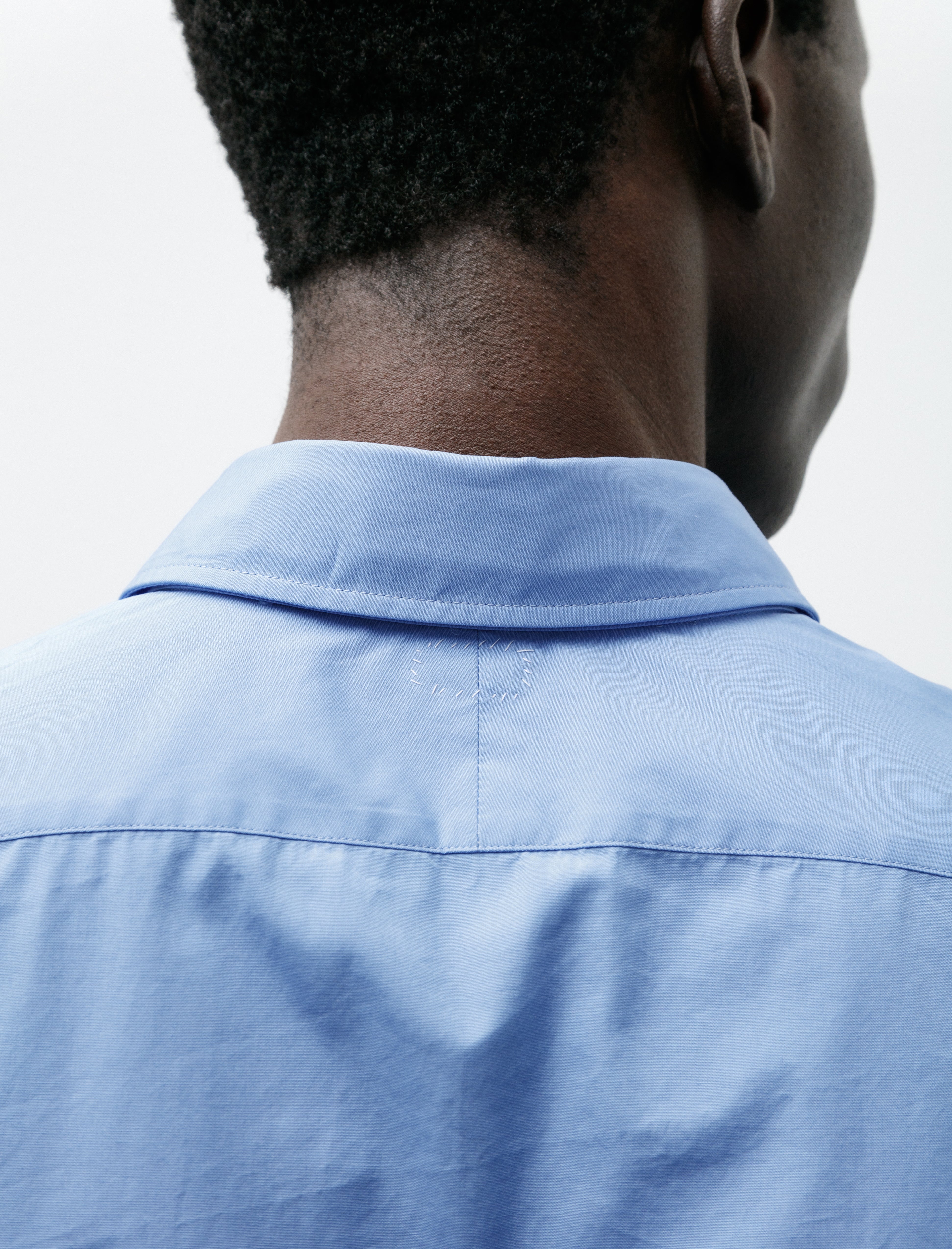 Salon C.Lundman Double Collar Shirt Albini Cotton Clear Blue