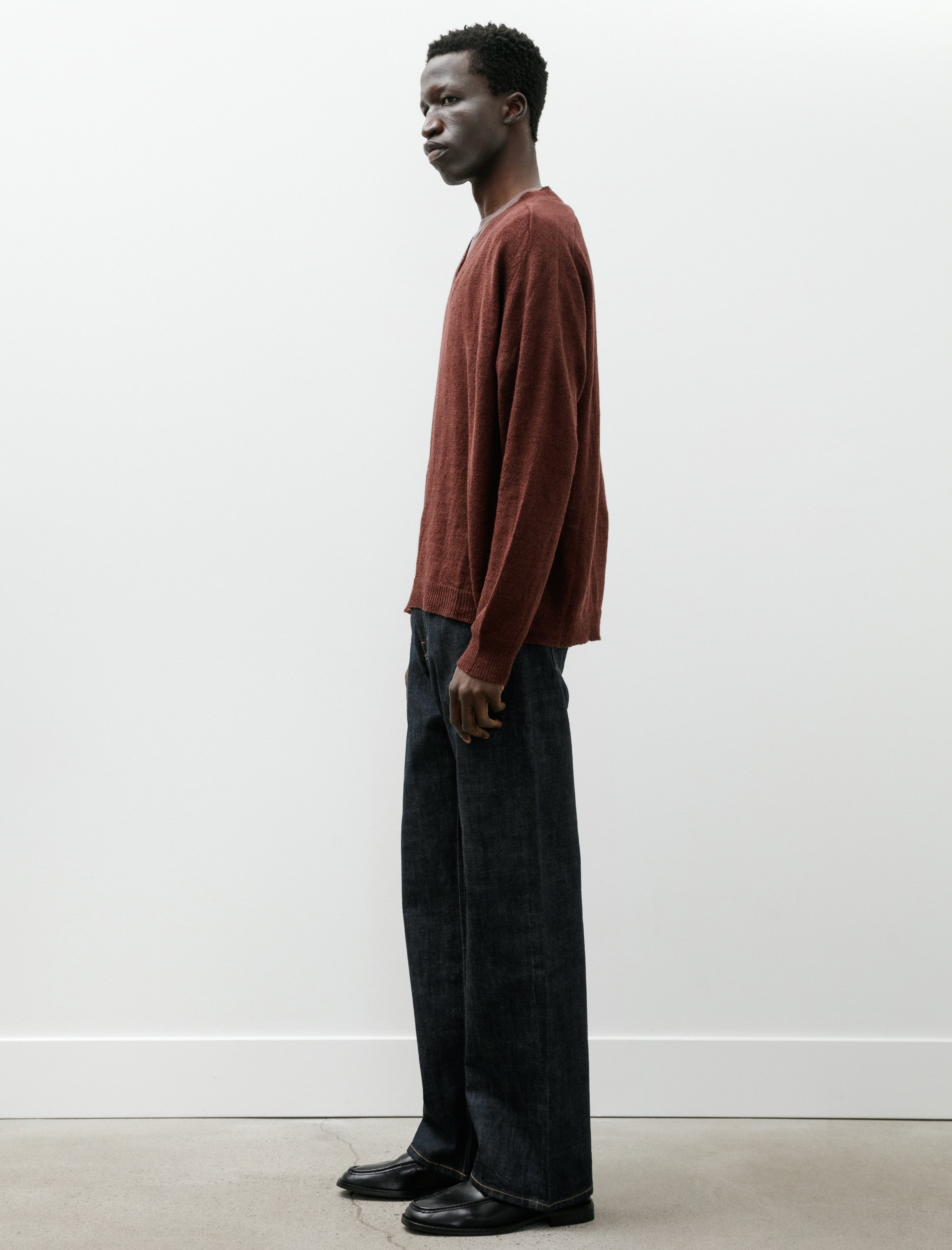 Our Legacy Rue V-Neck Cabernet Cyclone Linen