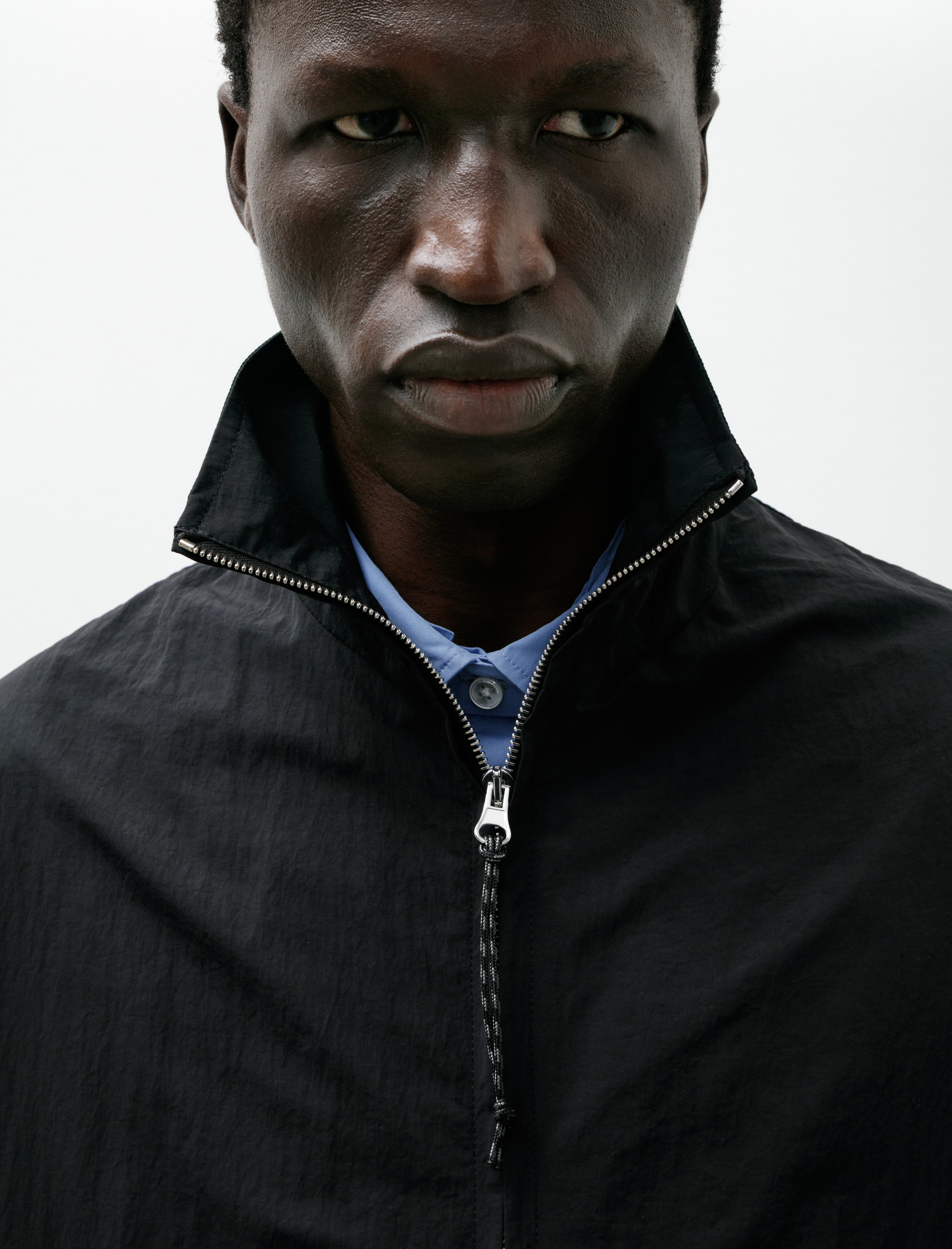 Salon C.Lundman Zip Up Sports Jacket Unlined Limonta Nylon Black