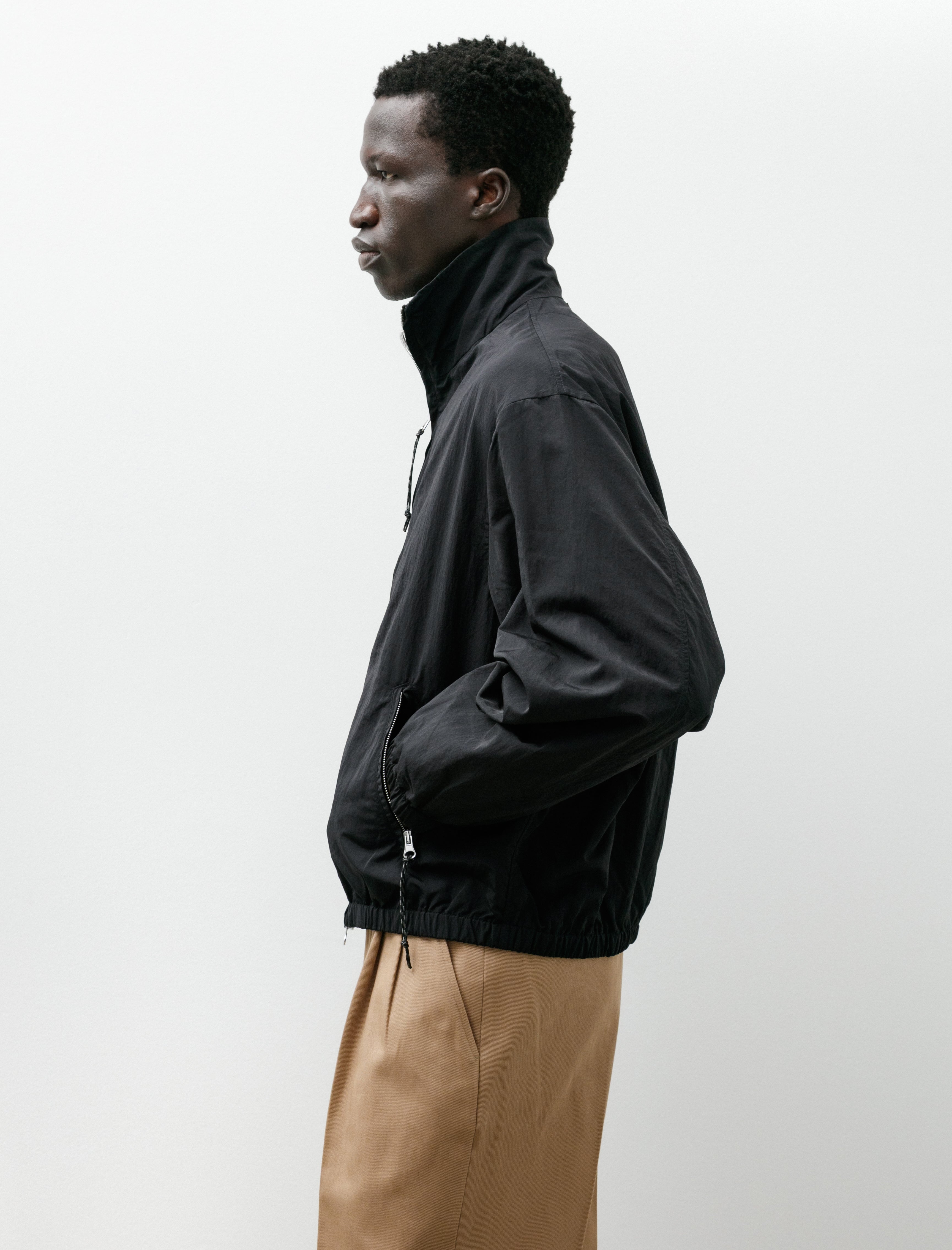 Salon C.Lundman Zip Up Sports Jacket Unlined Limonta Nylon Black