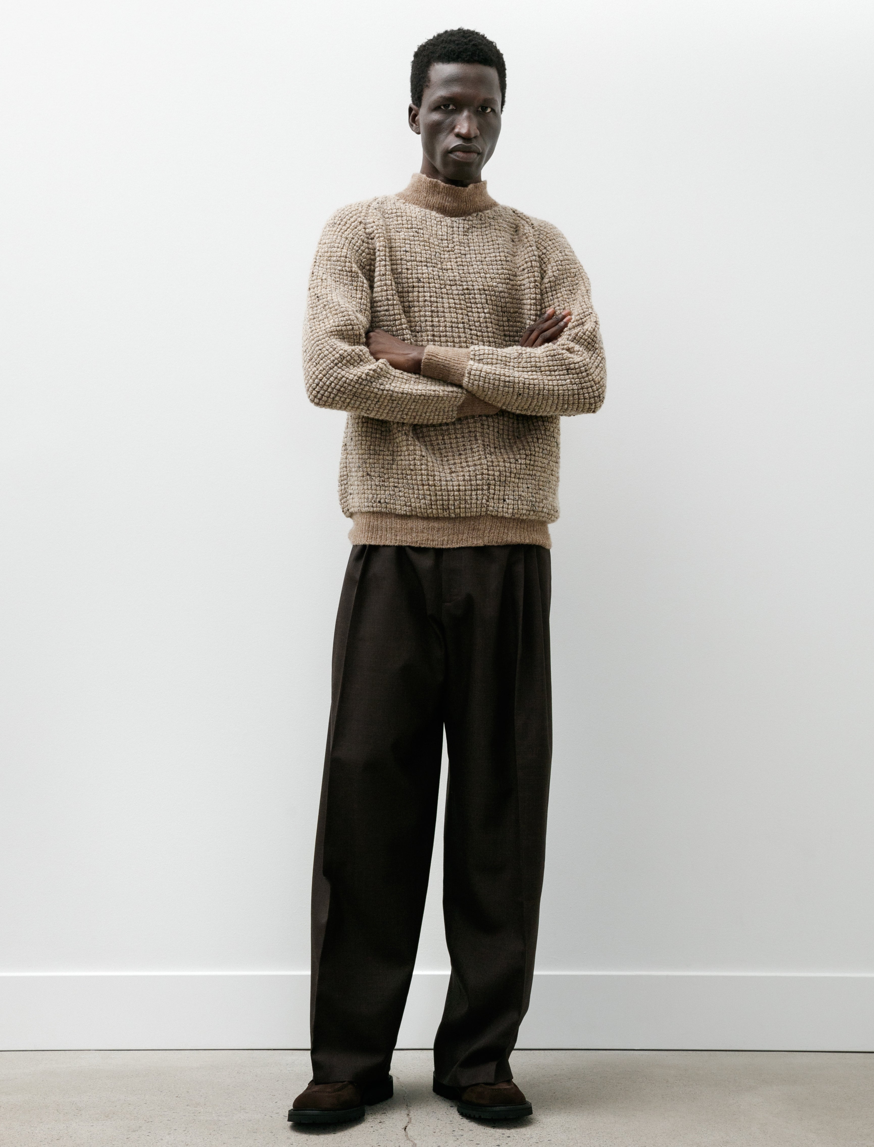 Cecile Wide Pleat Trouser Dark Brown