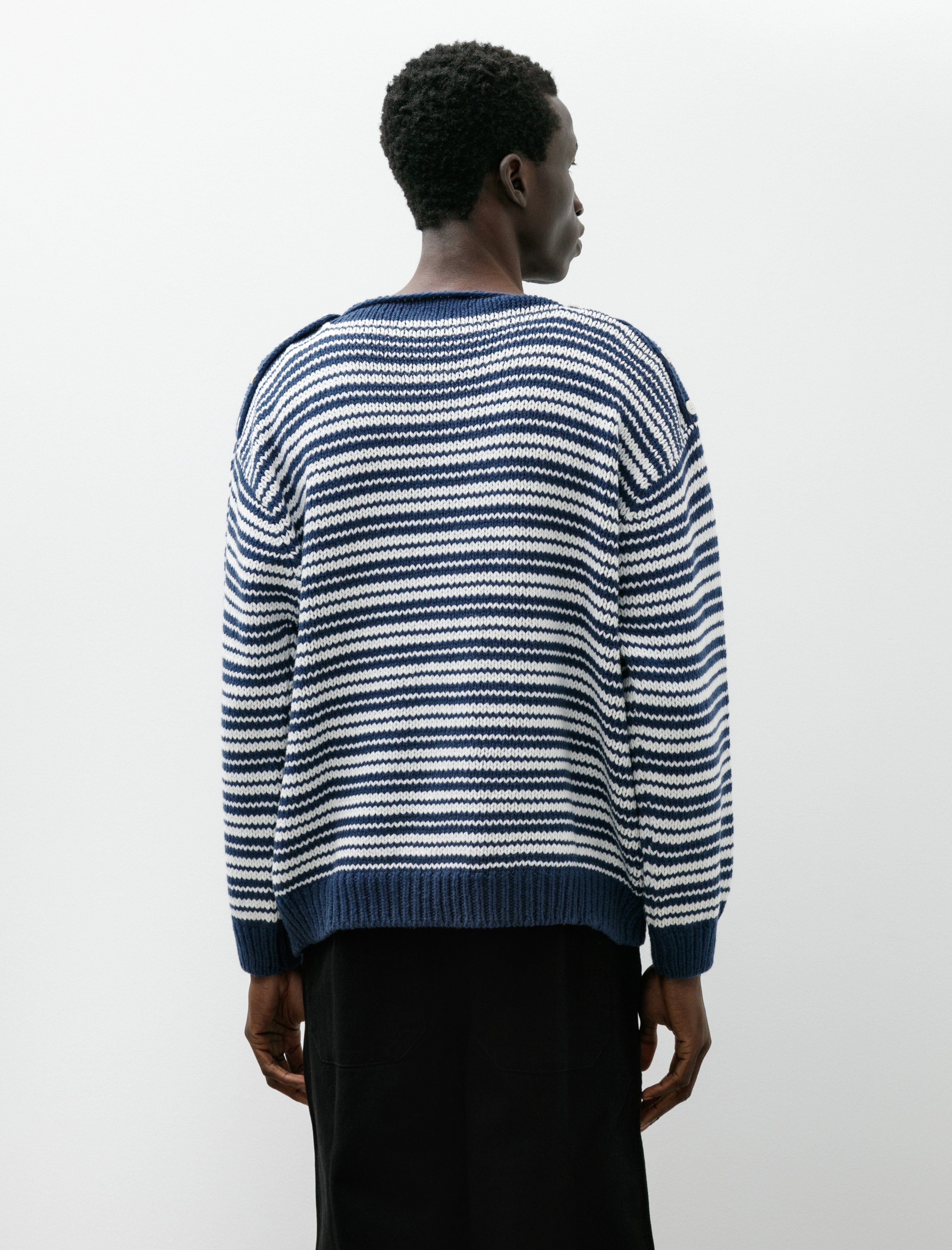 Bode Peter Stripe Sweater Blue Cream