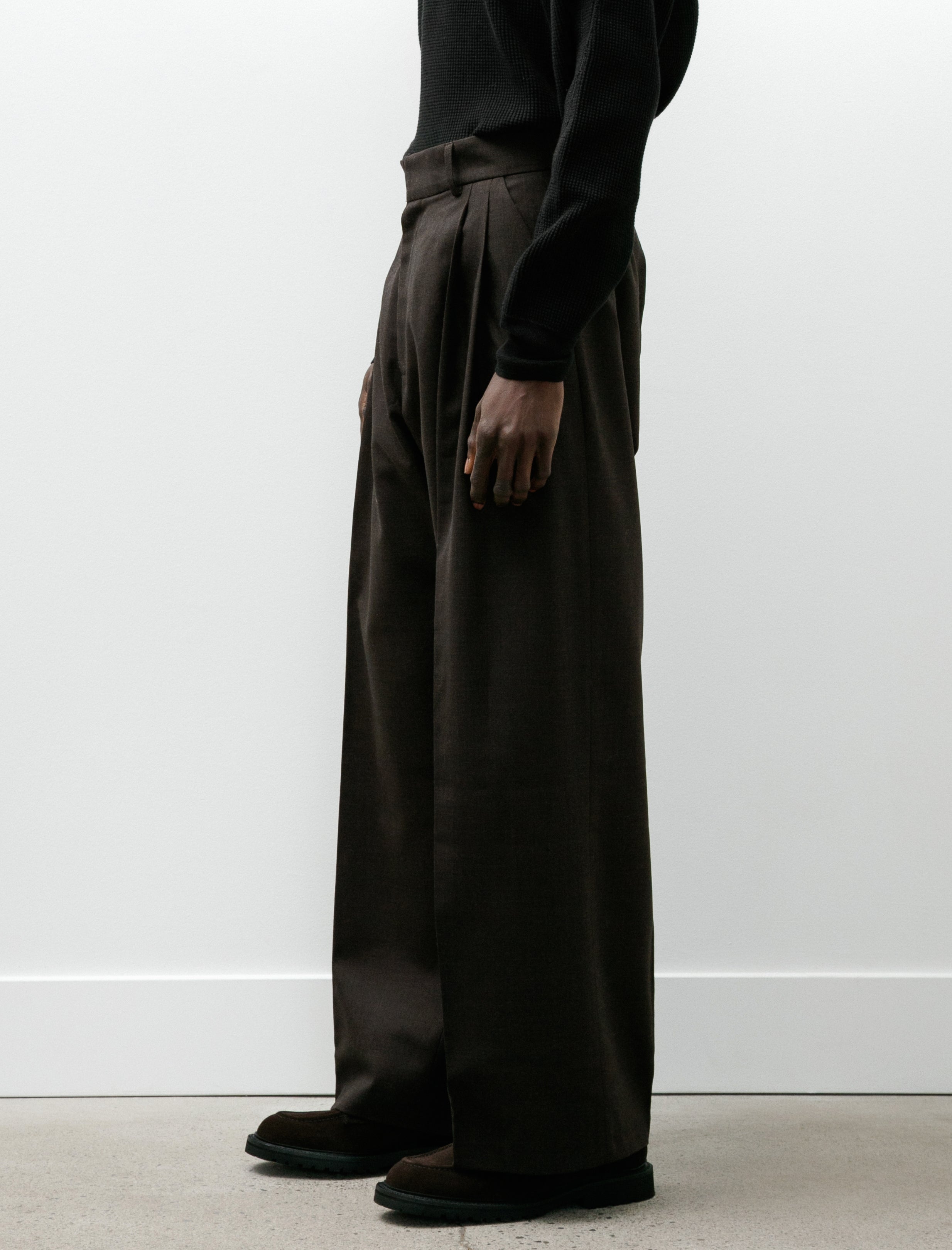 Cecile Wide Pleat Trouser Dark Brown