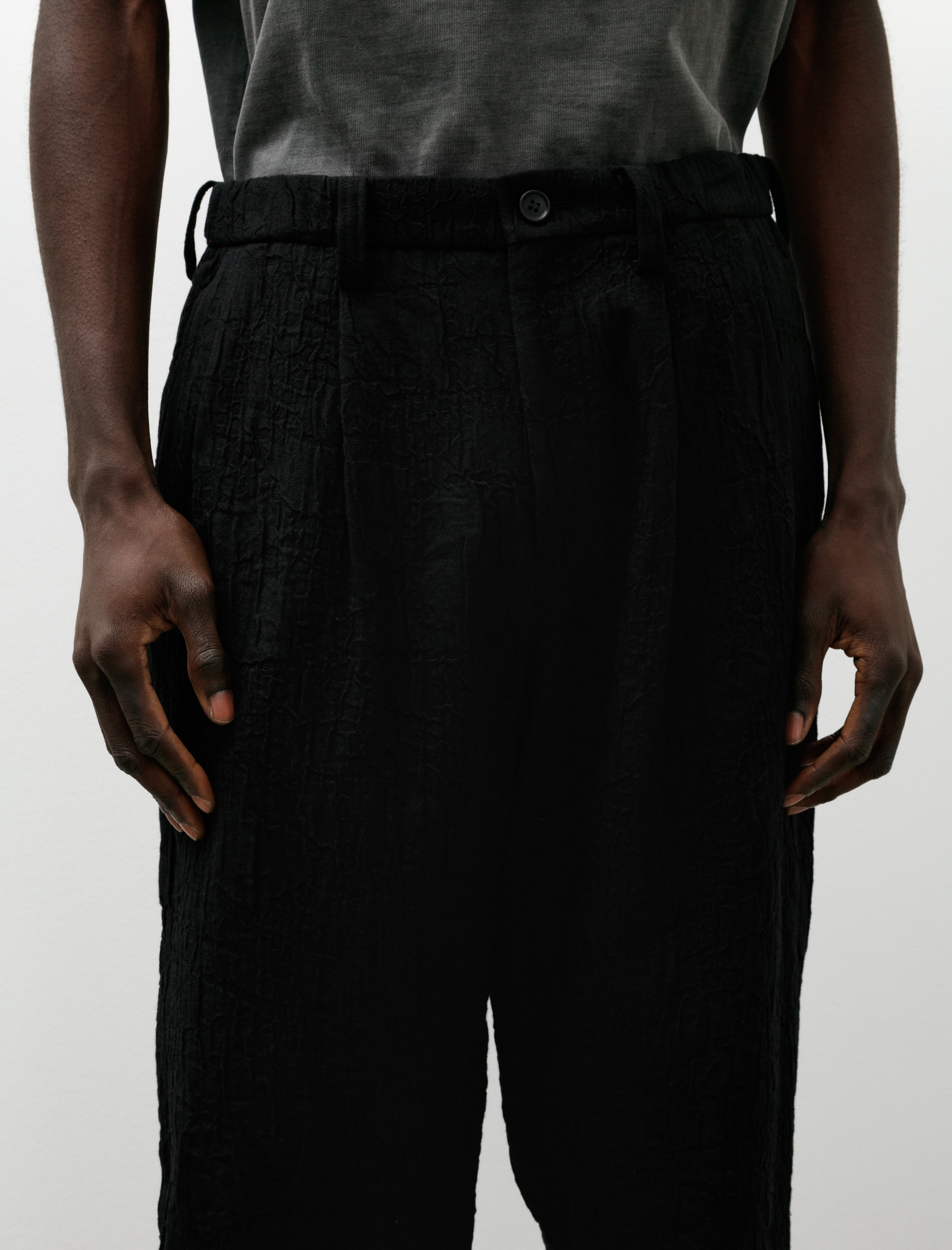 Issey Miyake Shrink Jacquard Pants Black