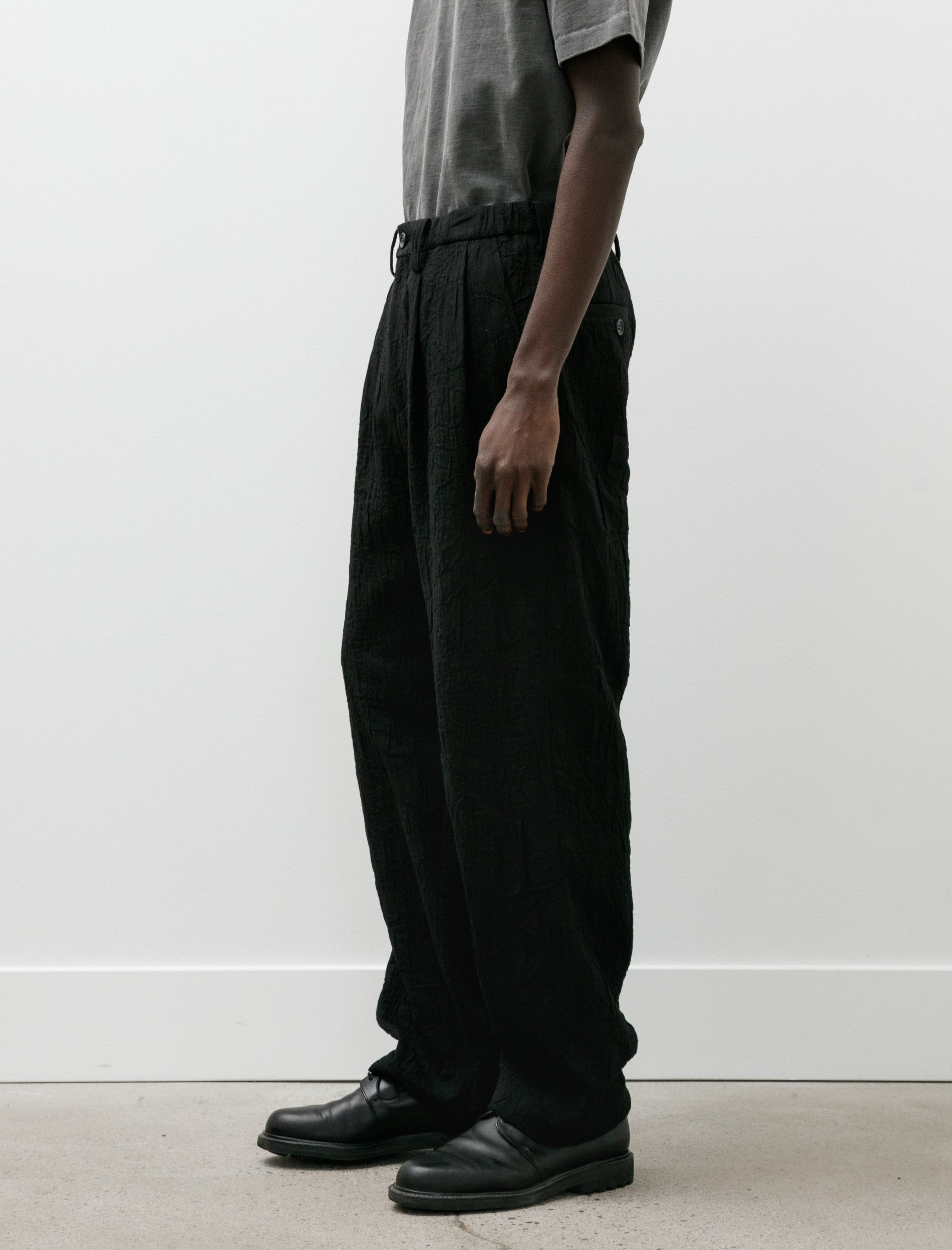 Issey Miyake Shrink Jacquard Pants Black