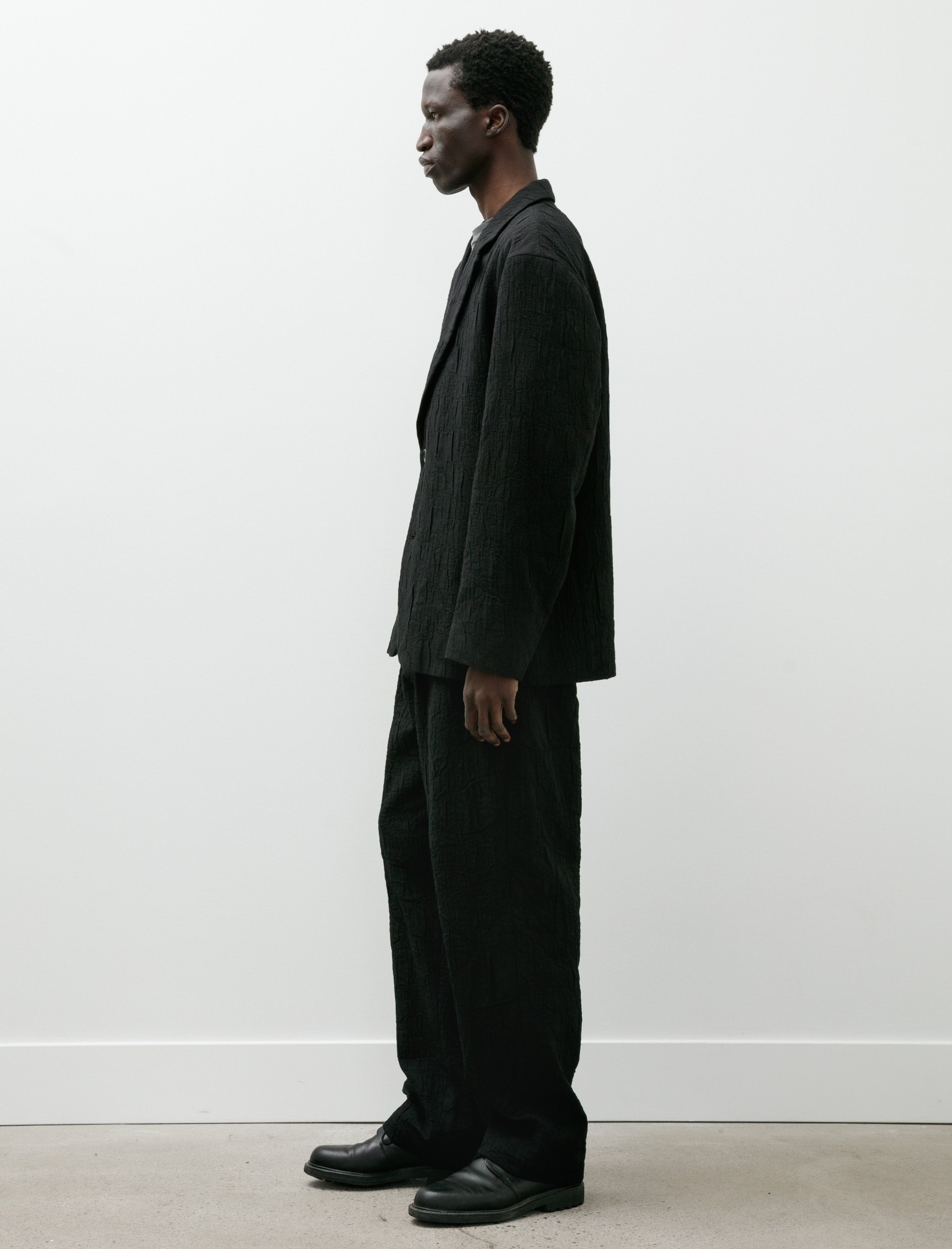 Issey Miyake Shrink Jacquard Pants Black
