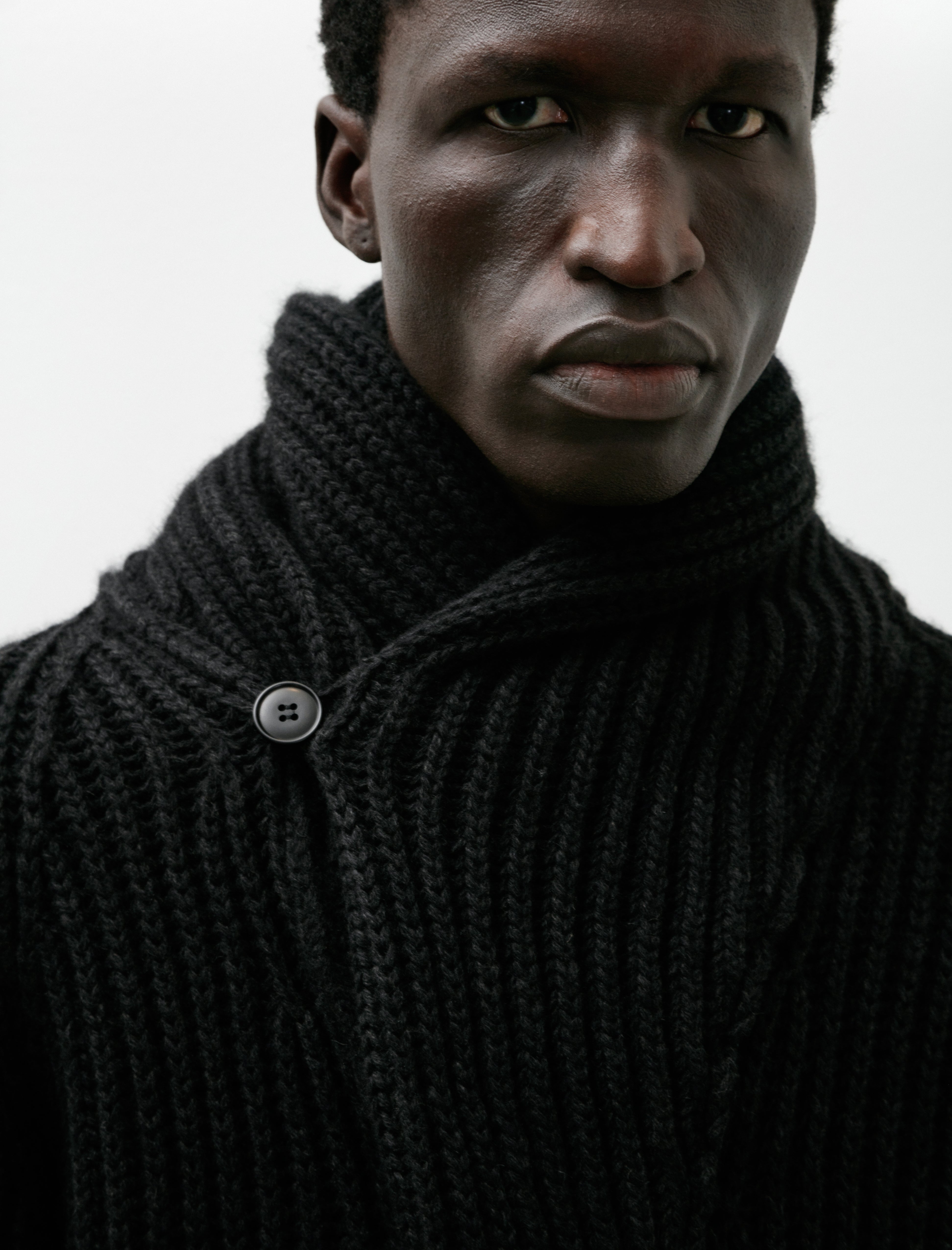 Comoli Cashmere Washi Shawl Collar Knit Jacket Black