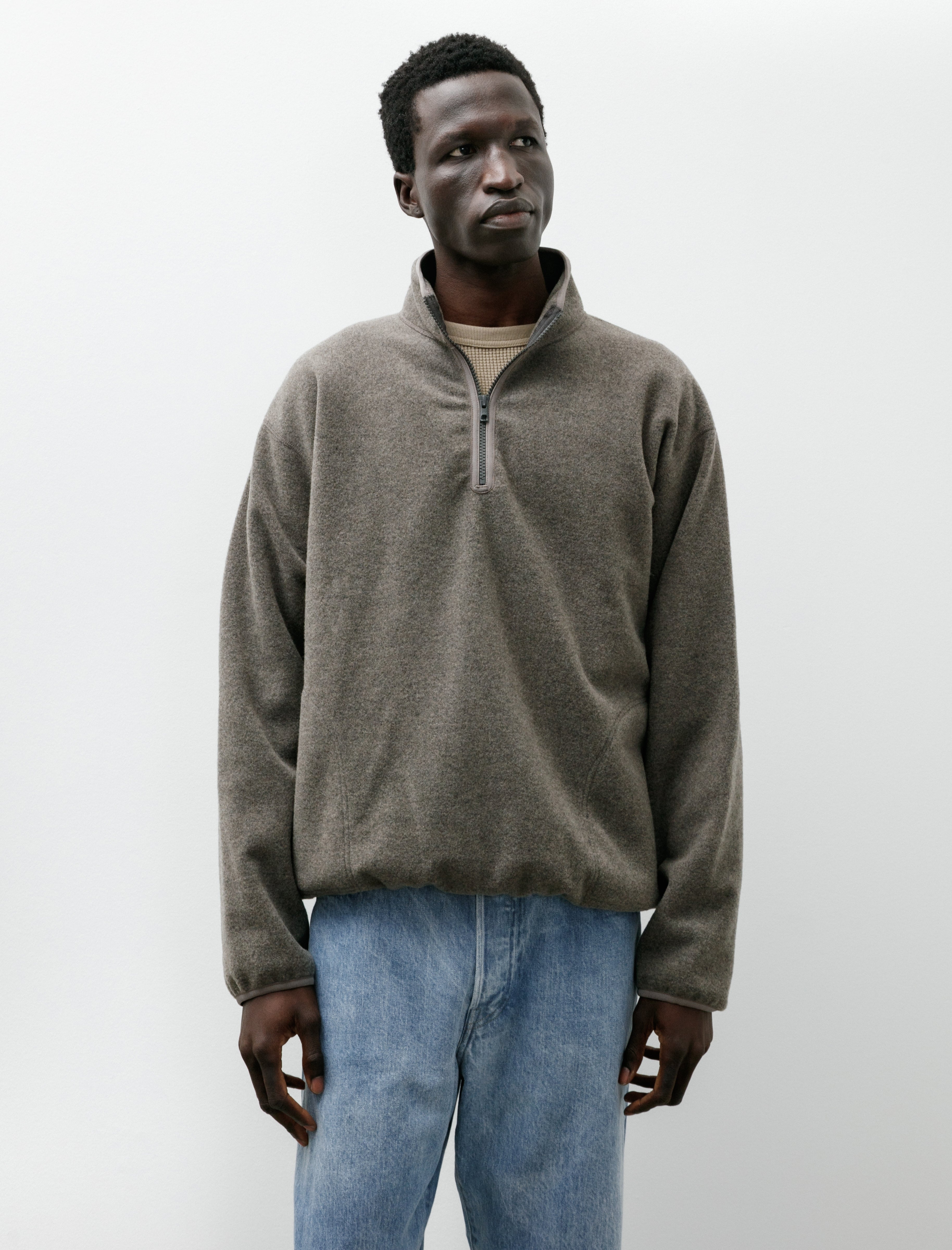 Phigvel Pull Over Fleece Jacket Beige Gray