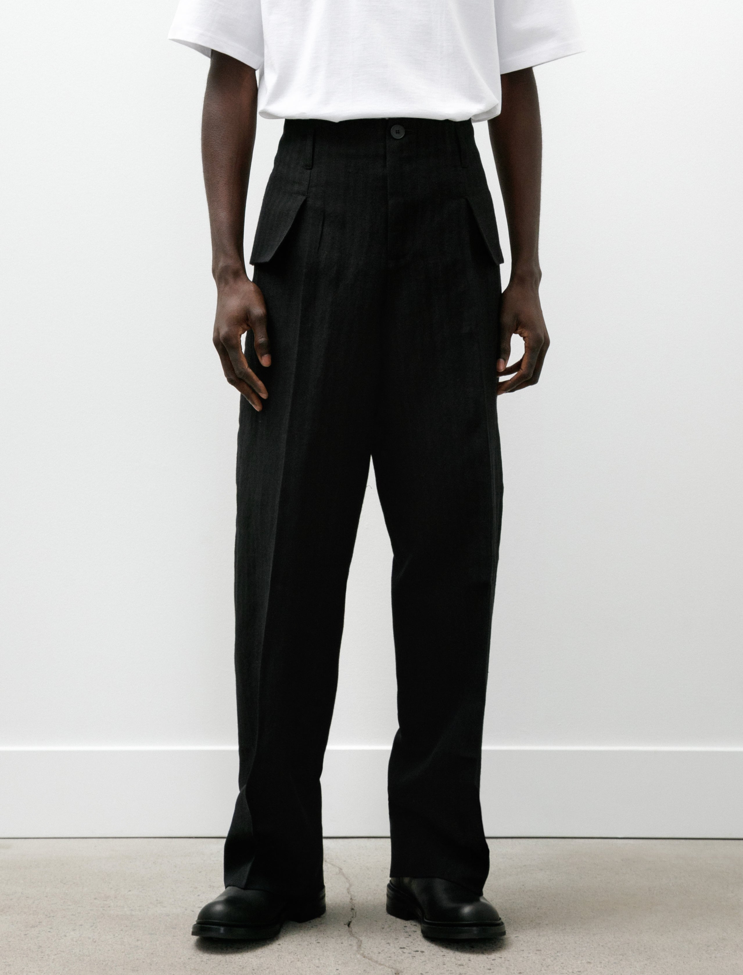 Lea Boberg LB-4G Flap Pocket Trousers Herringbone Black