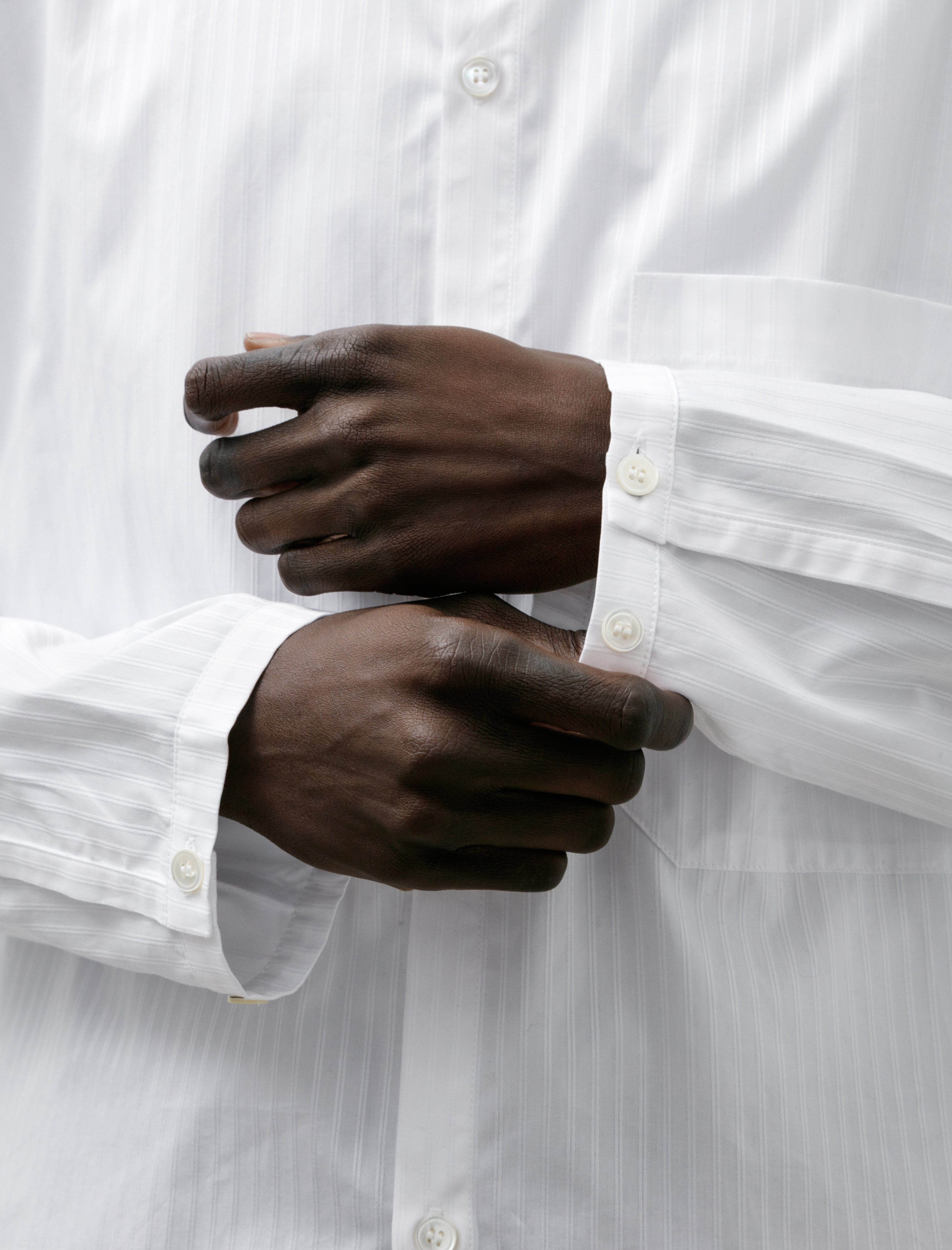 Lea Boberg LB-15T Patch Pocket Shirt Cotton Dobby White Self Stripe