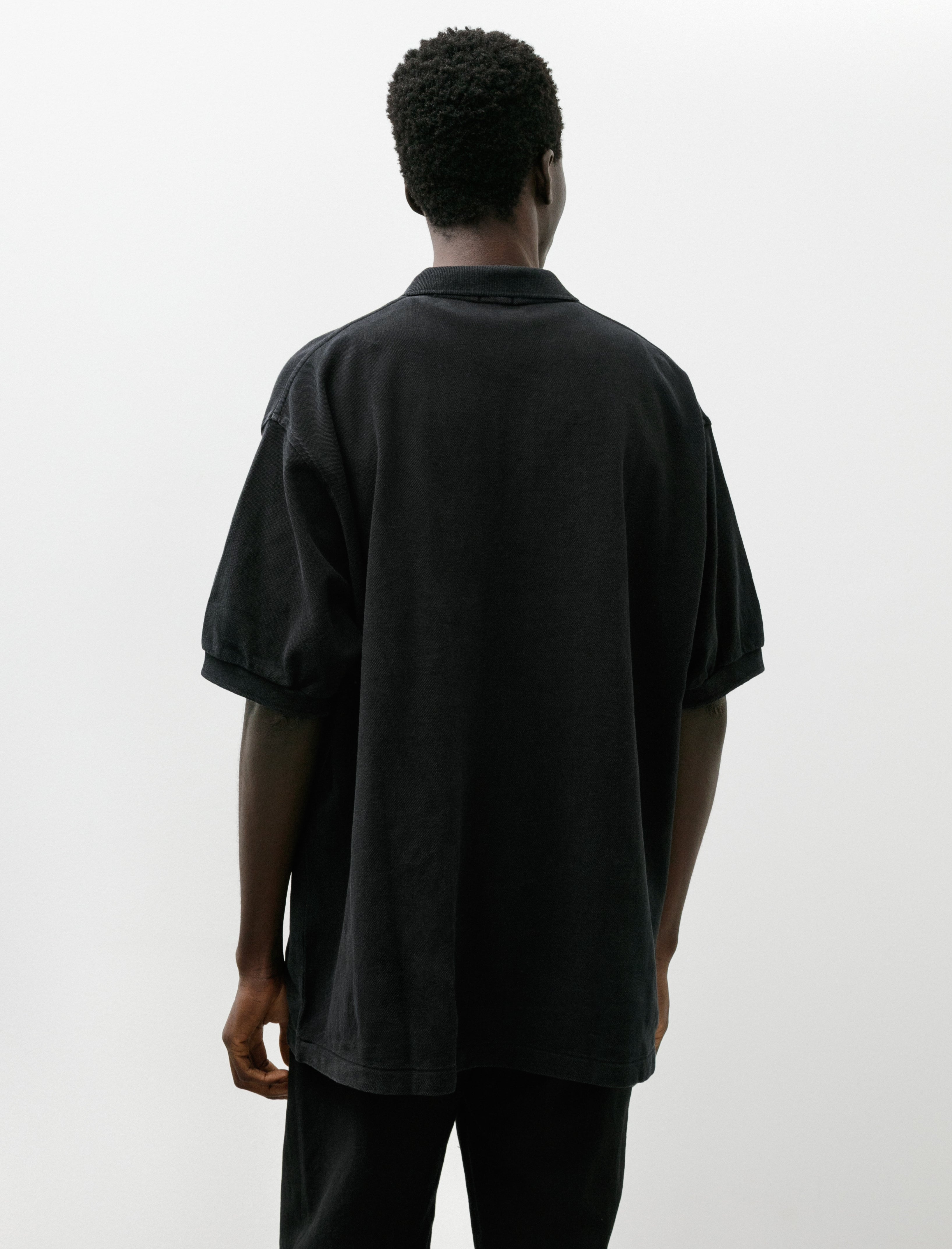 Comoli Pique Short Sleeve Polo Shirt Black