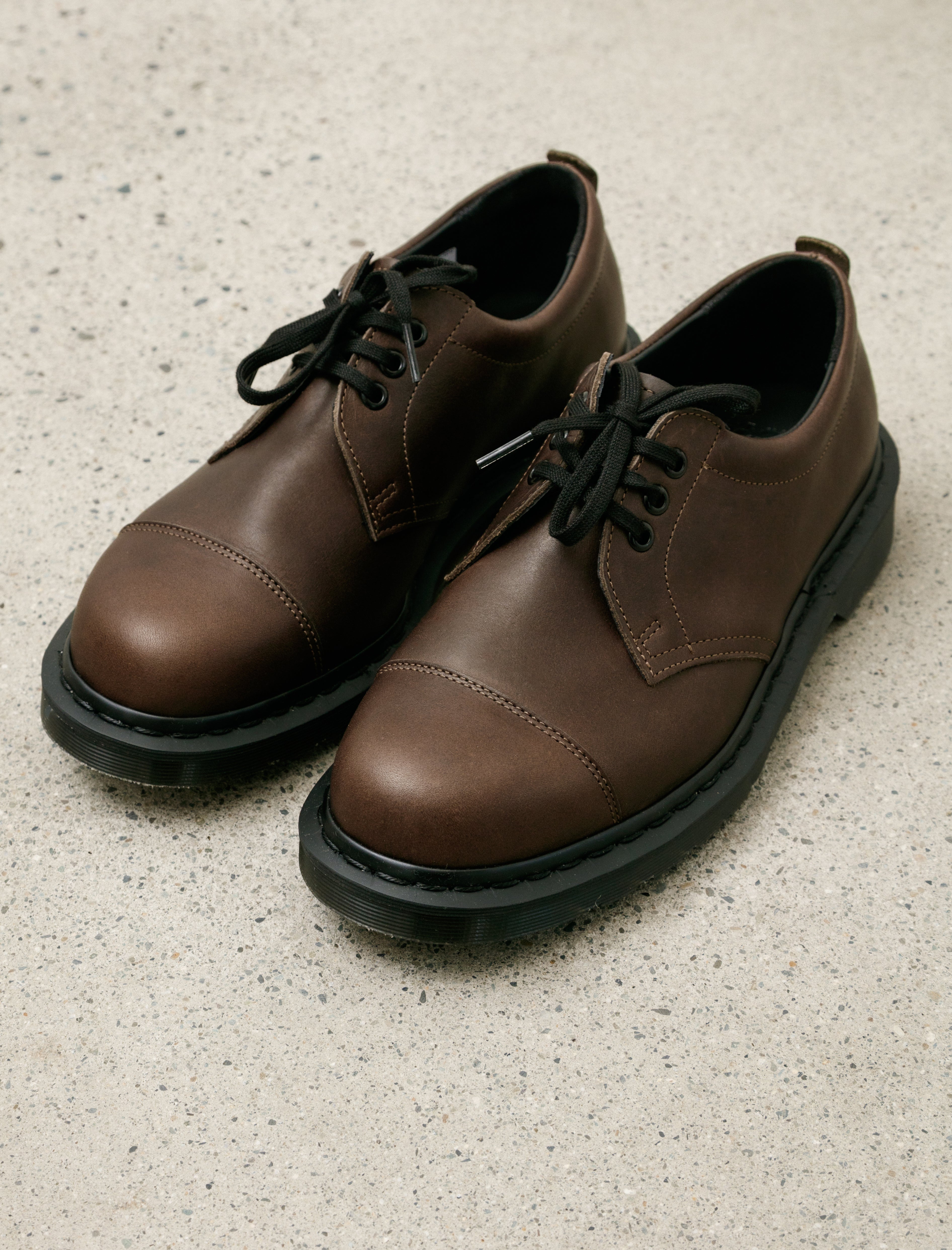 MHL x Dr. Martens 1461 Shoe Dark Brown Grained Oiled