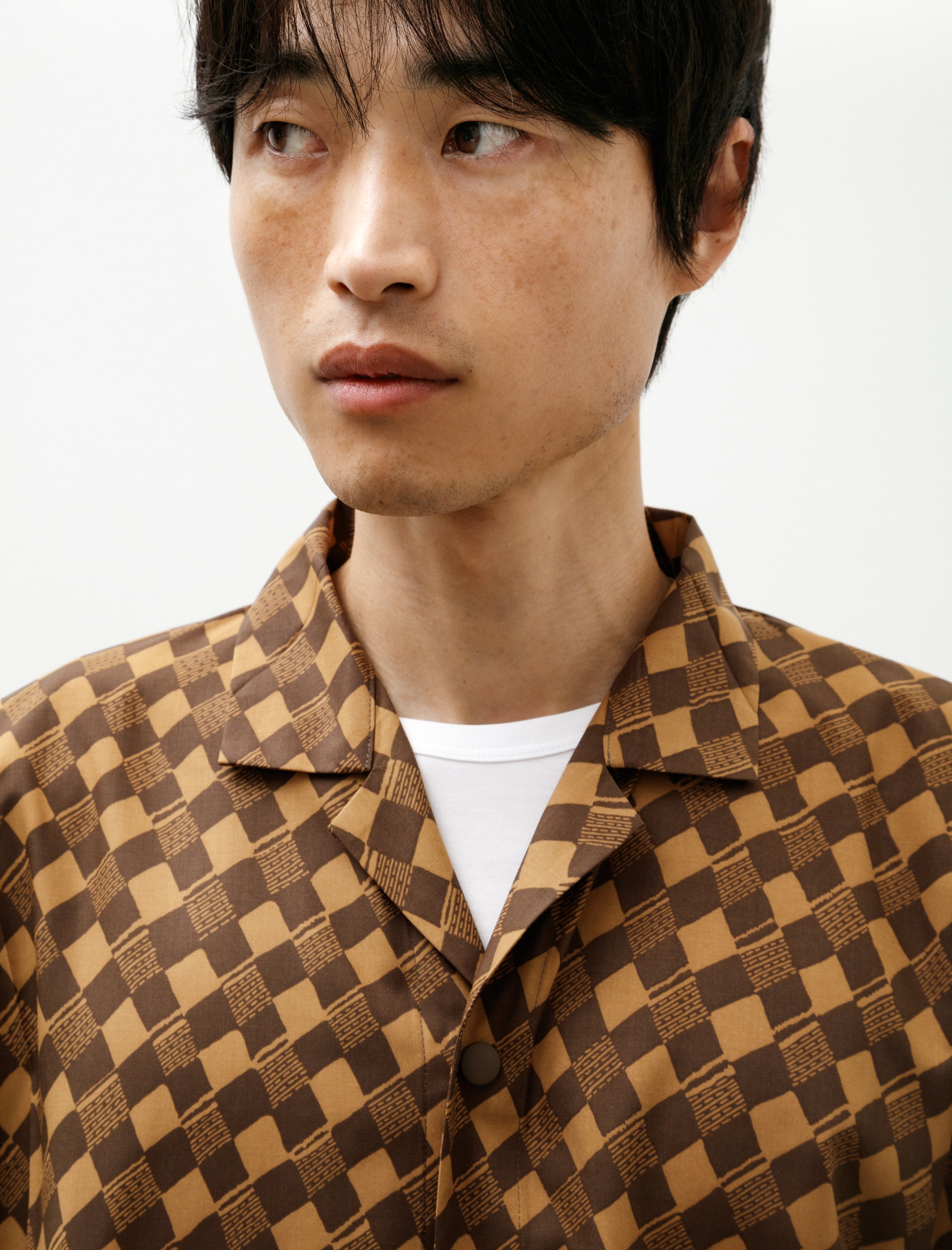 IM Mens Tie Pattern Shirt Dark Brown