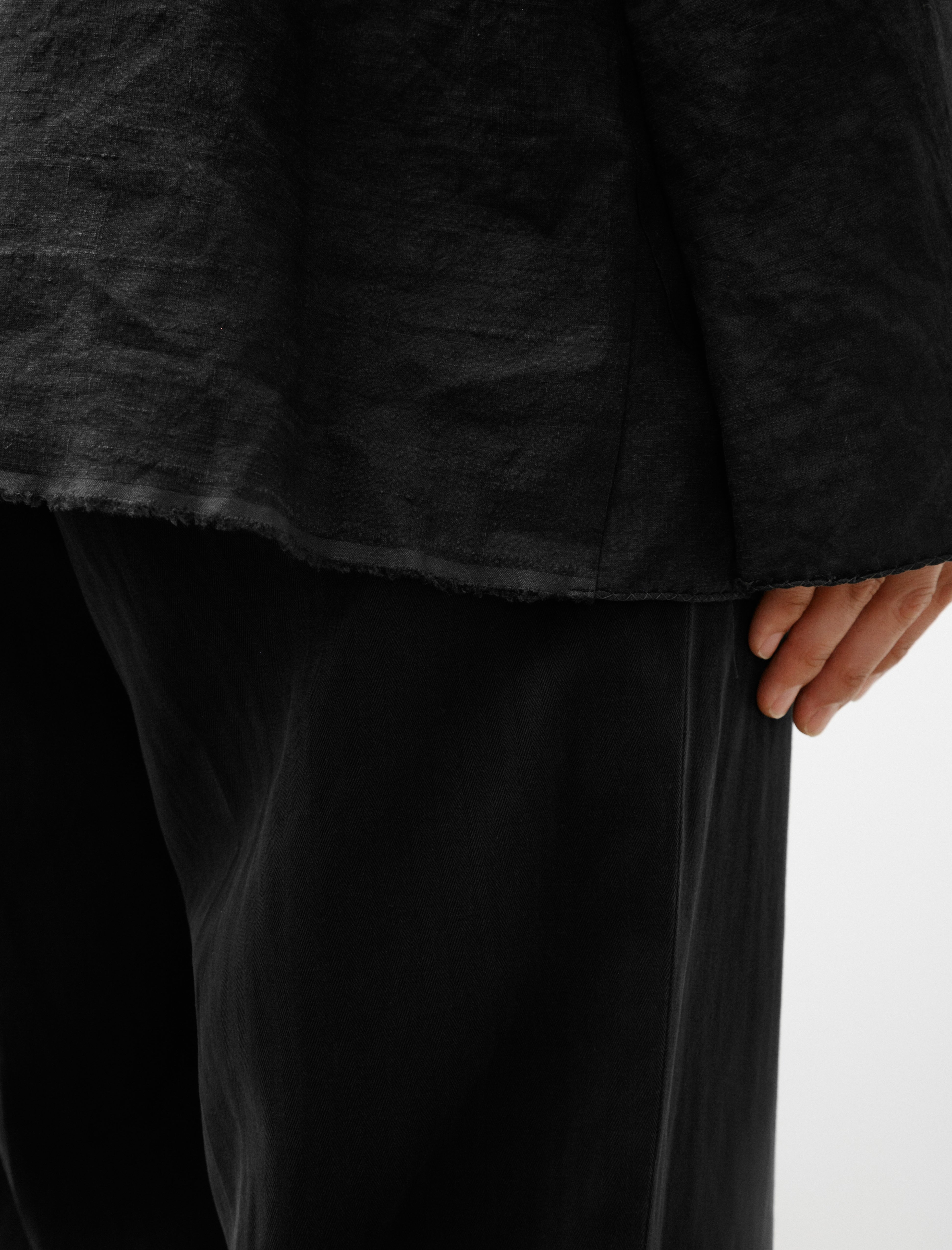 Maatee and Sons Handkerchief Jacket Vintage Linen Black