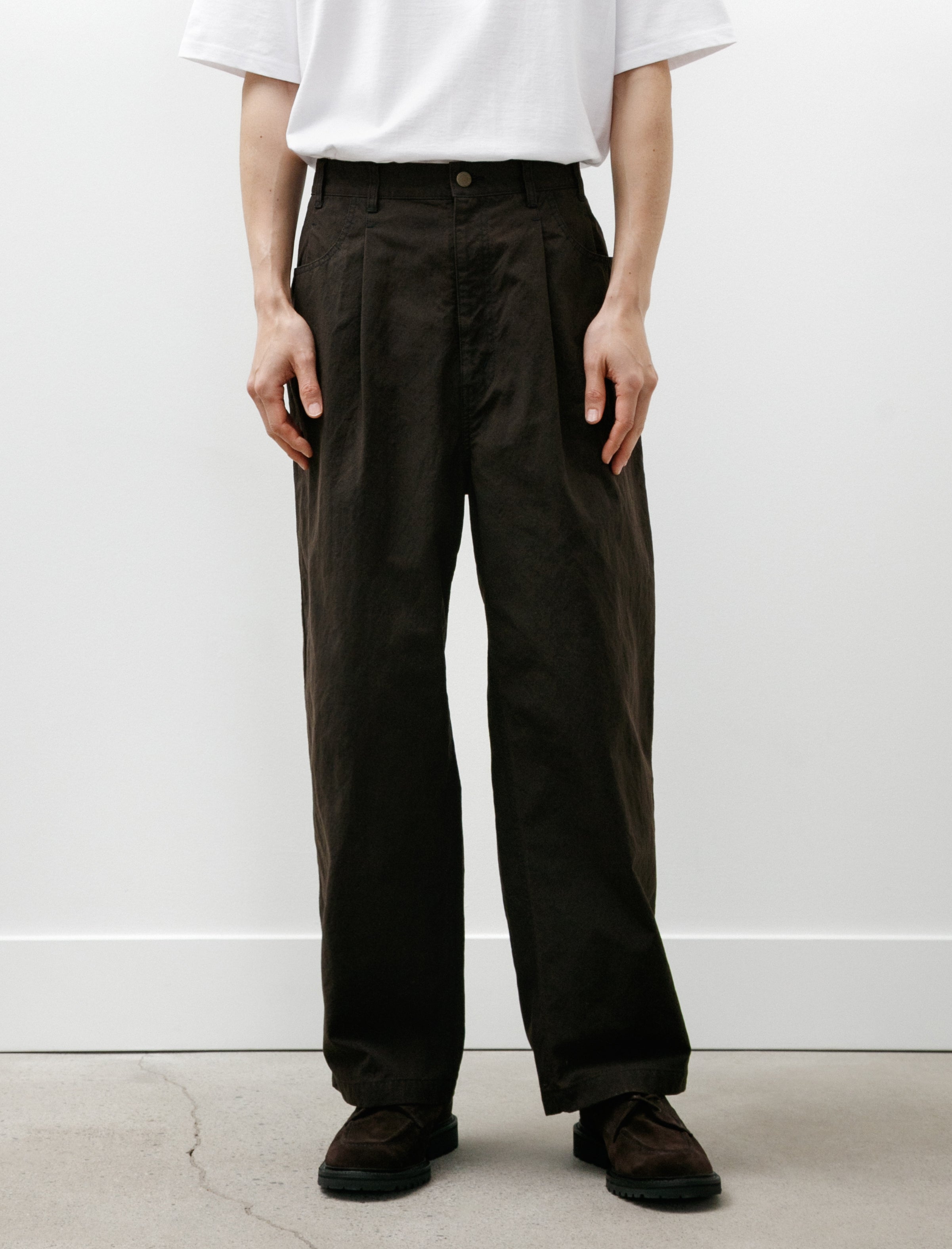 Comme des Garçons Homme Nylon Pleated Pants Brown