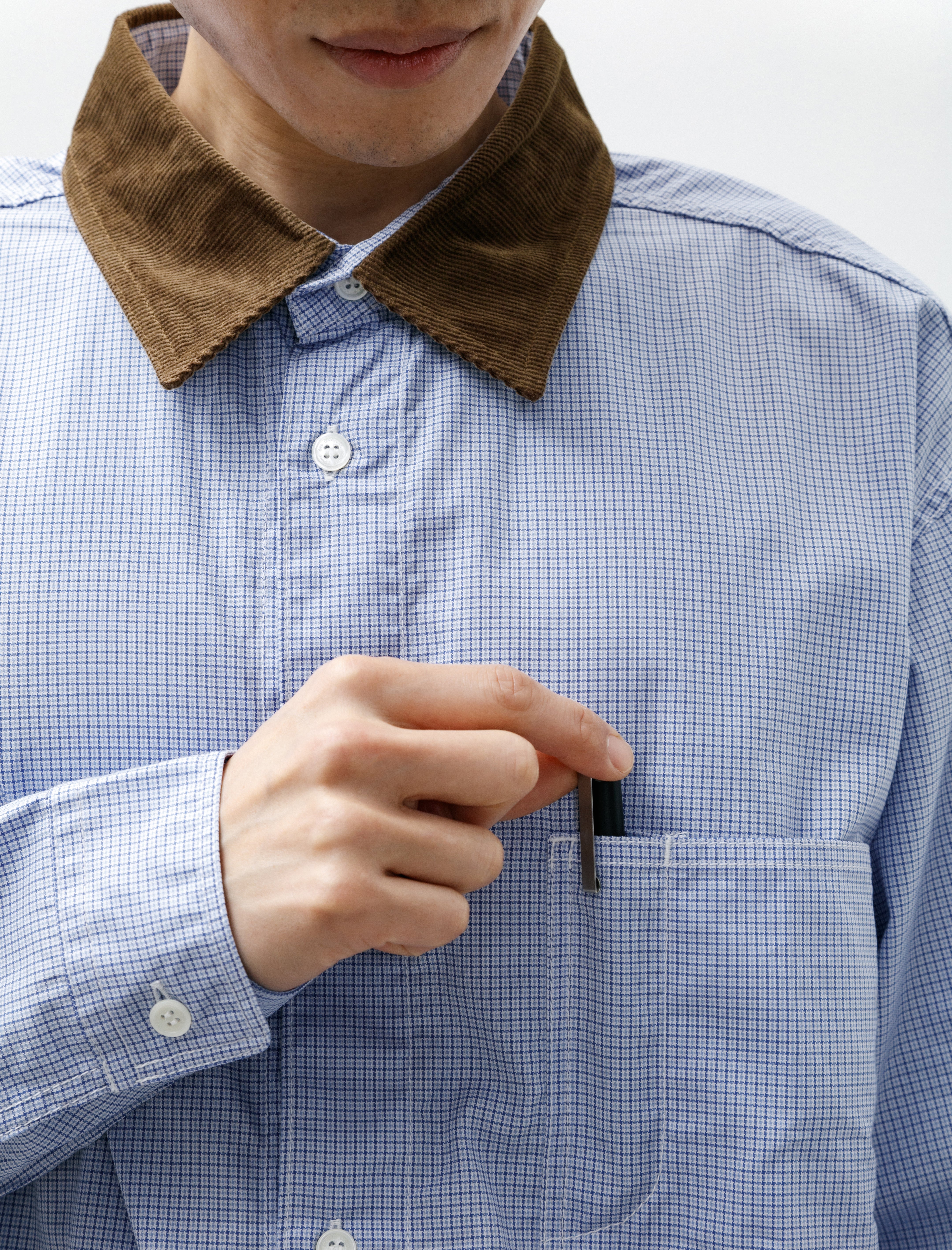 Comme des Garçons Corduroy Collar Shirt Blue Check