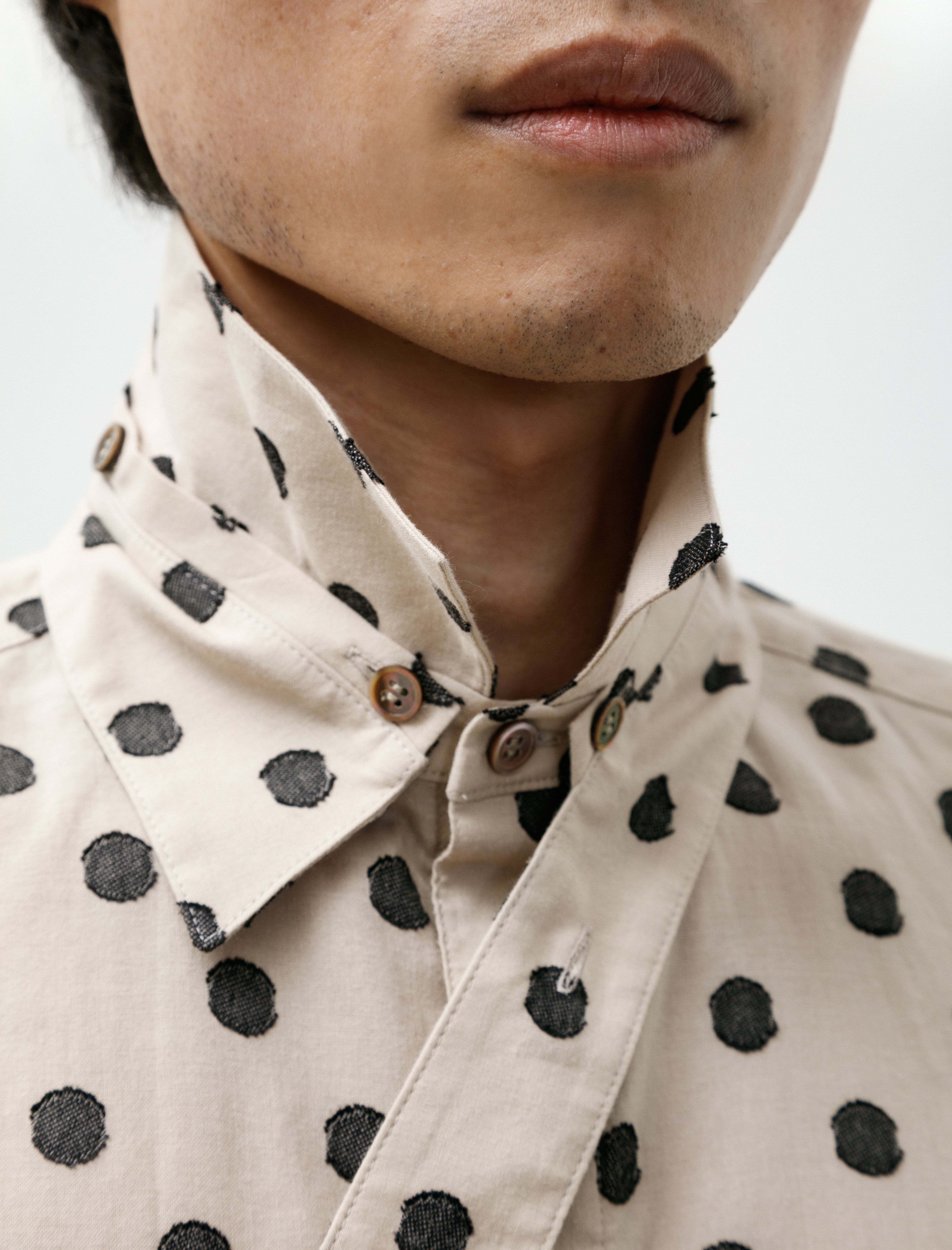 Sire Double Collar Shirt Dot Jacquard