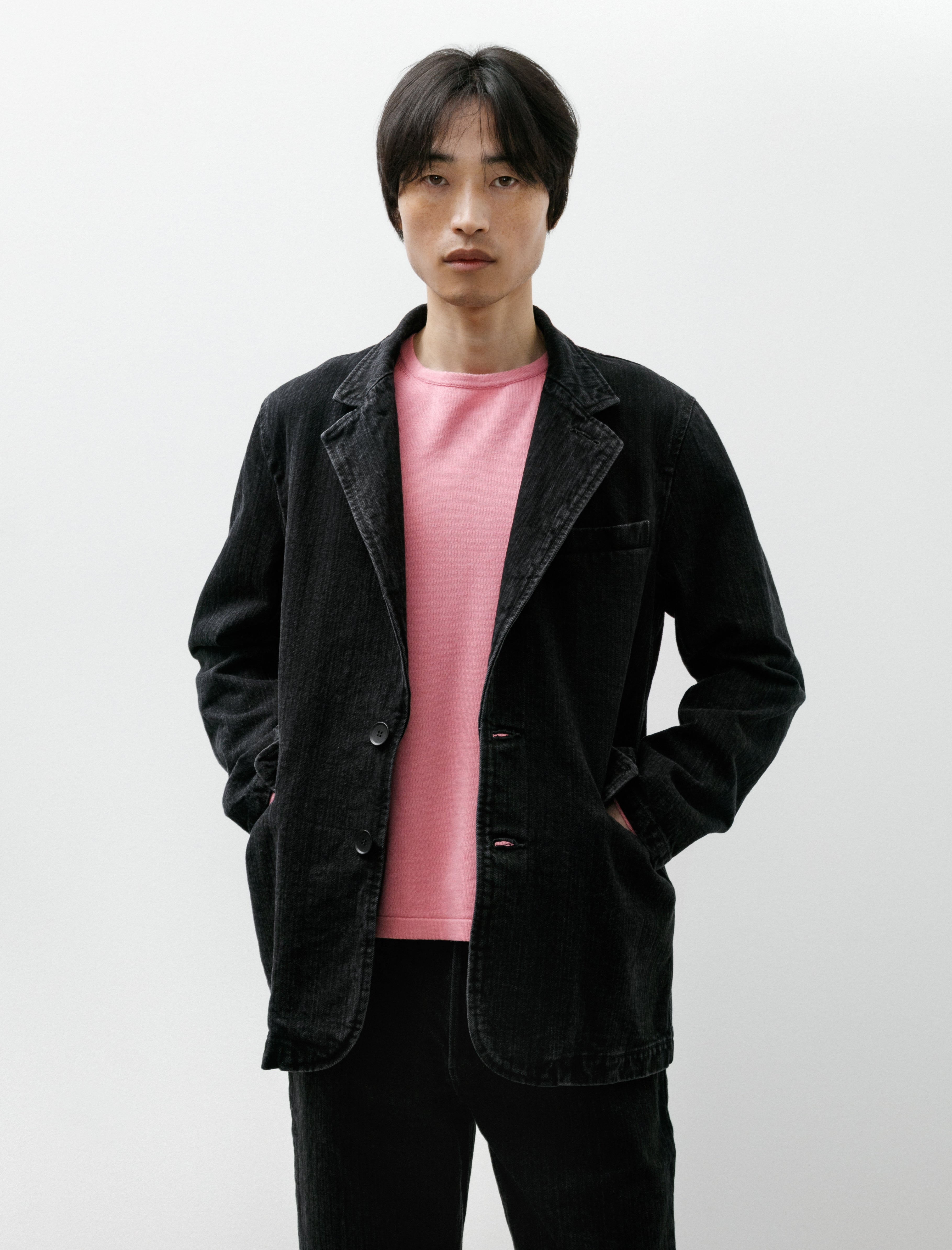 Sire Washed Denim Jacket Herringbone Black