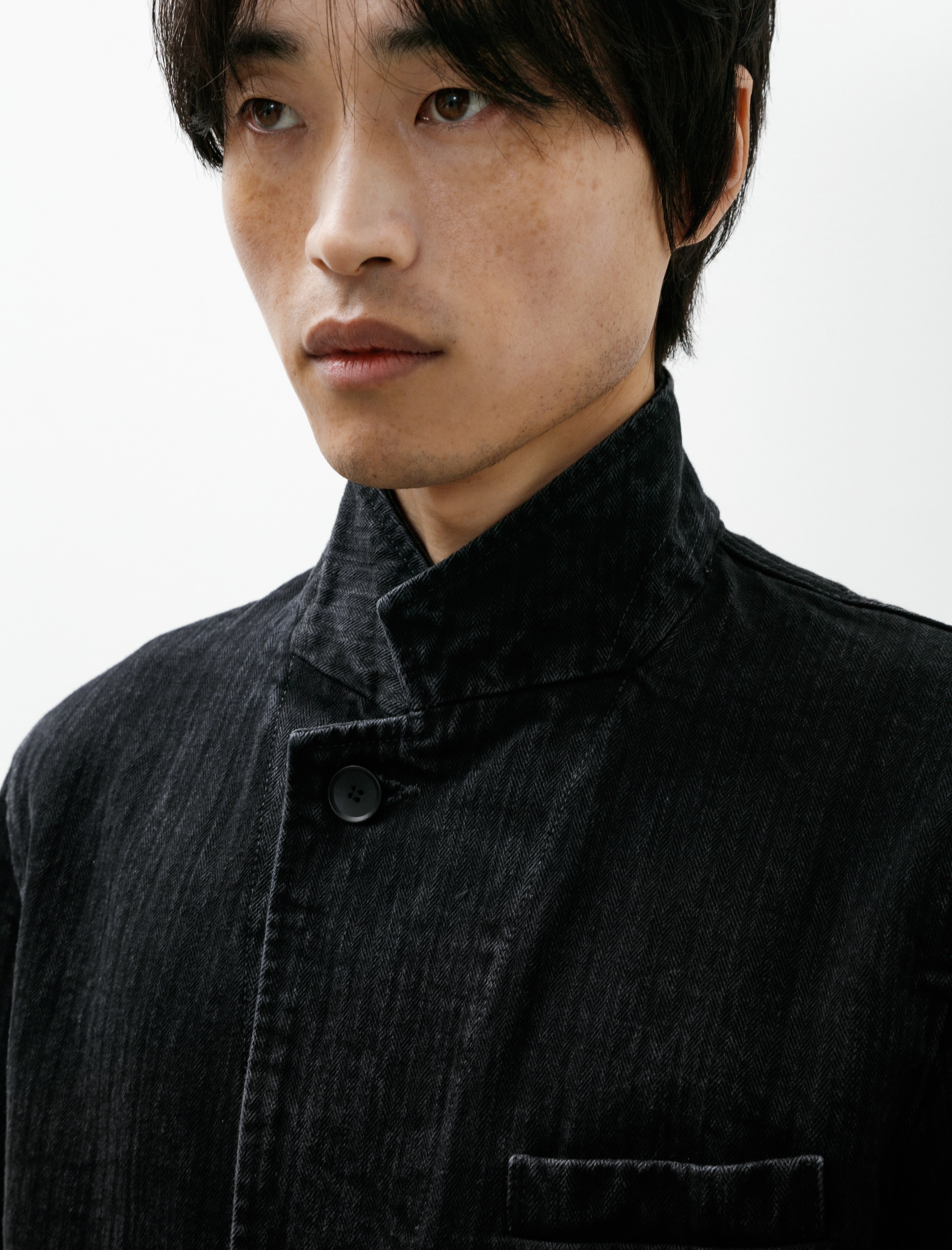 Sire Washed Denim Jacket Herringbone Black