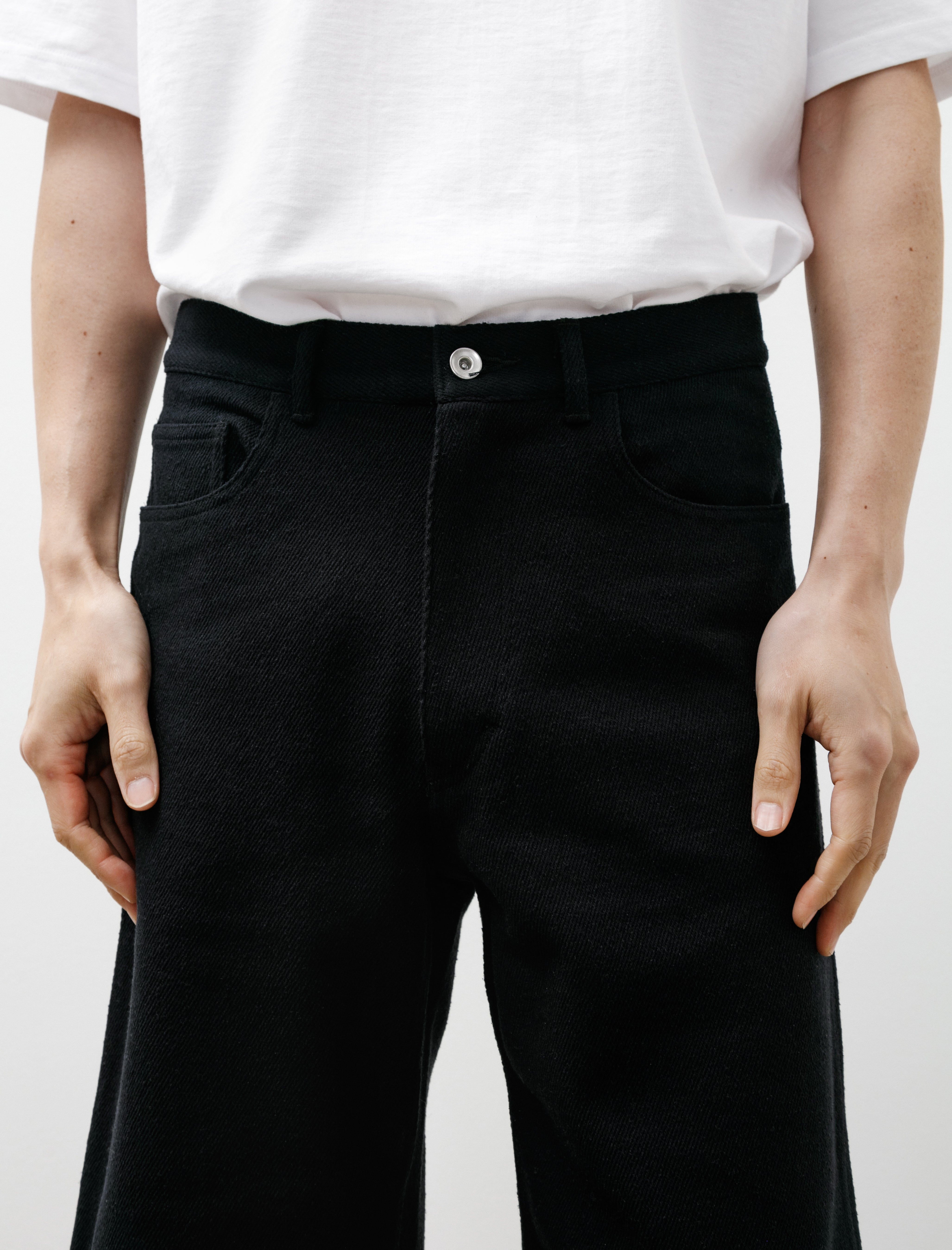 Auralee Silk Nep Denim 5P Wide Shorts Black