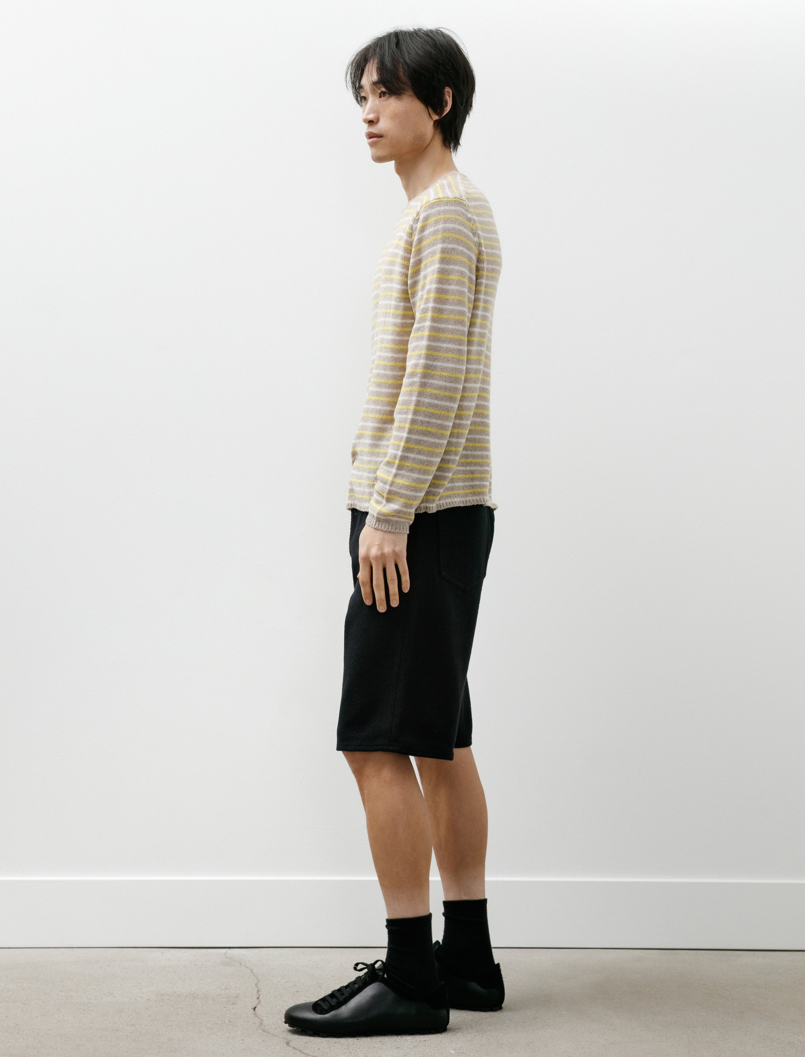 Auralee Silk Nep Denim 5P Wide Shorts Black