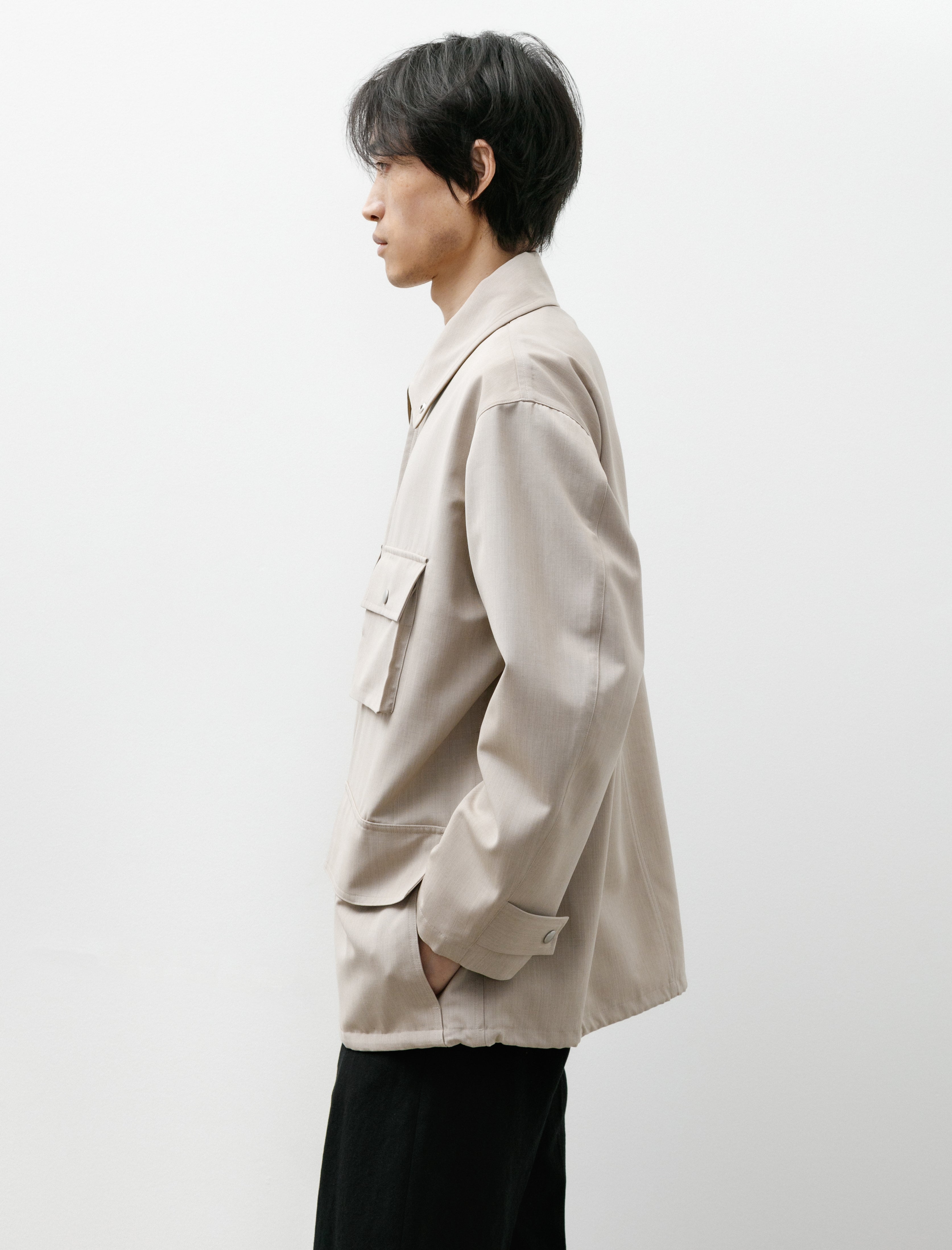 Auralee Wool Max Canvas Blouson Top Grey Beige