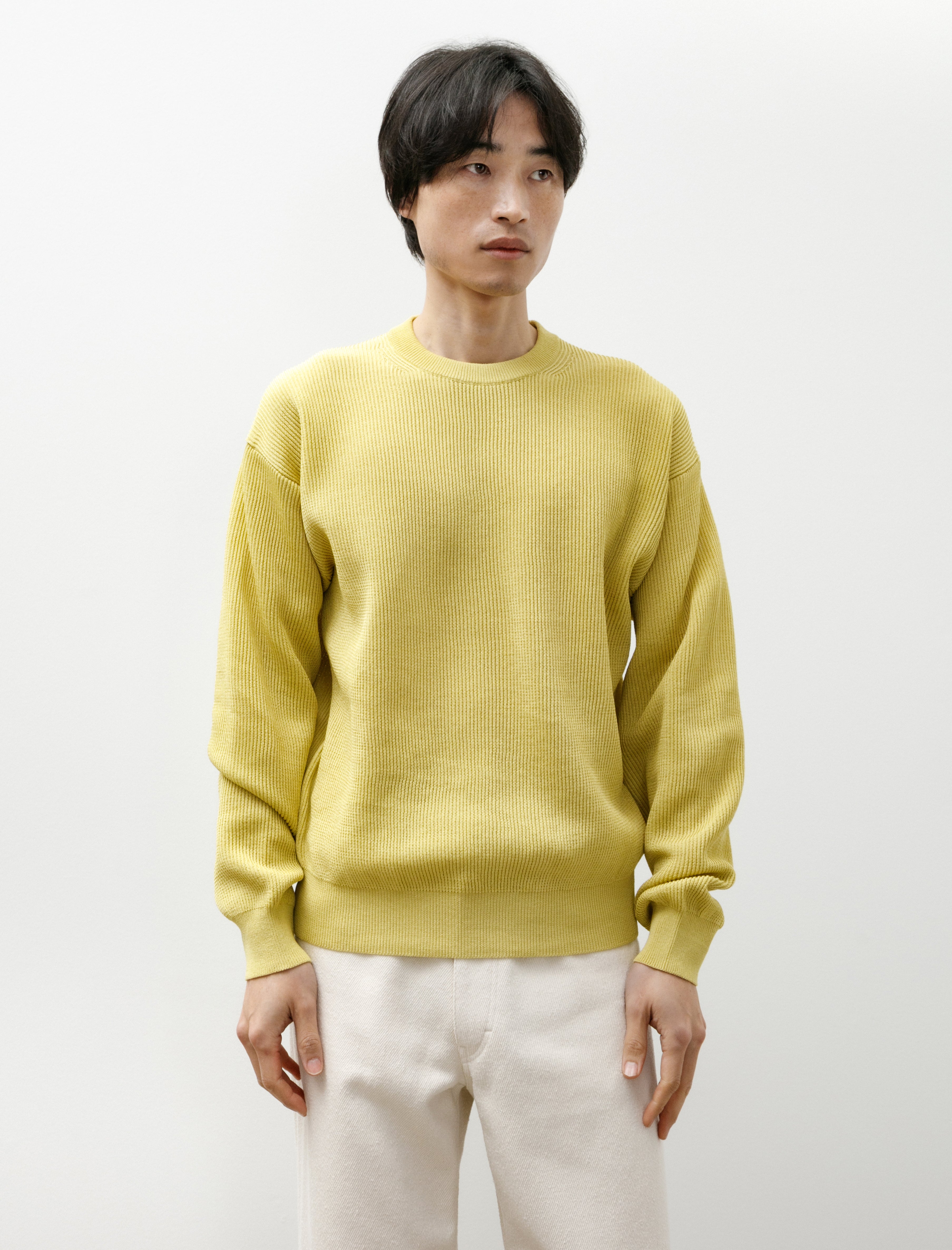 Auralee Flat Yarn Rib Knit P/O Dusty Yellow