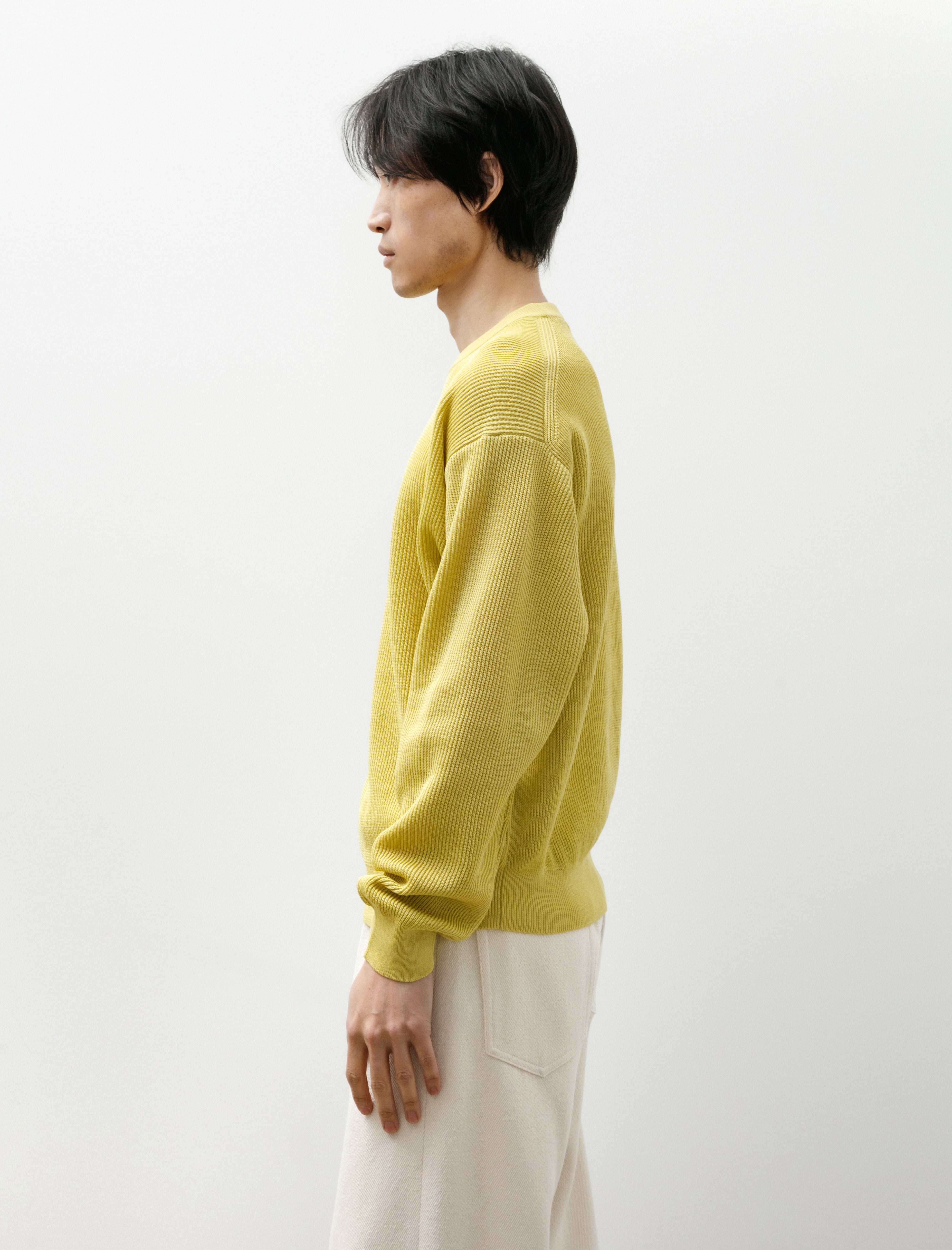 Auralee Flat Yarn Rib Knit P/O Dusty Yellow