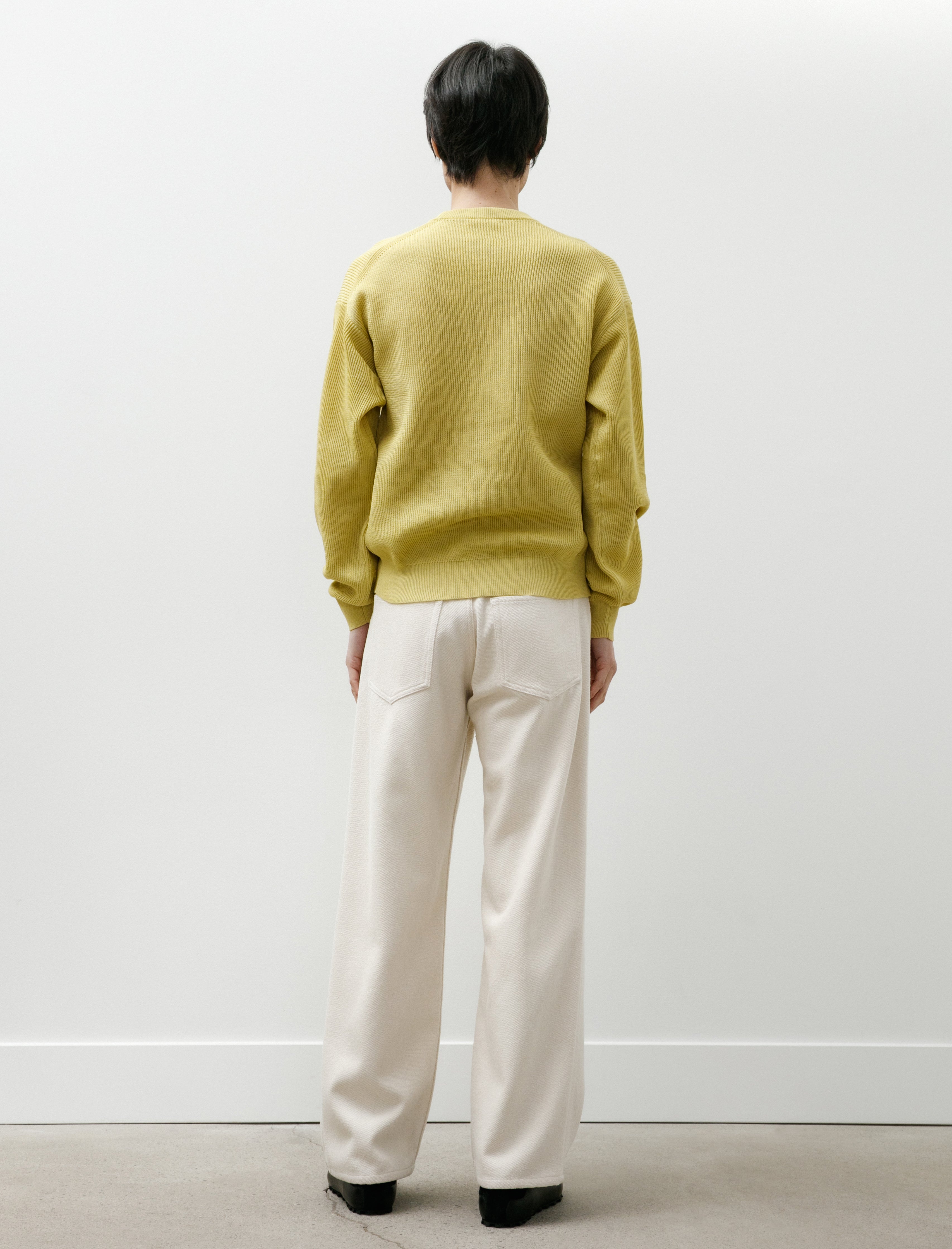 Auralee Silk Nep Denim 5P Wide Pants Ivory White