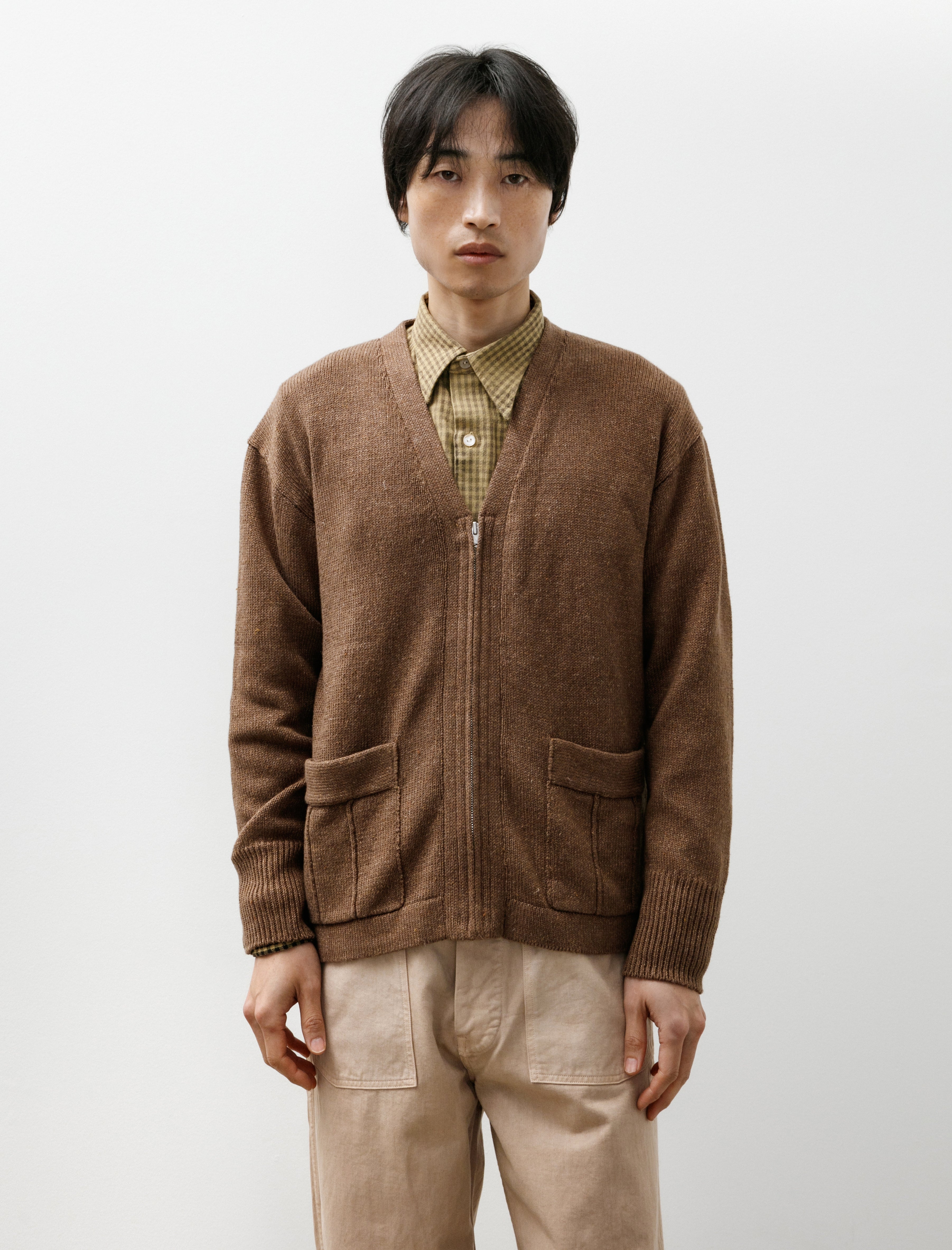 Taiga Takahashi Lot 530 Zip-Up Cardigan Dark Brown