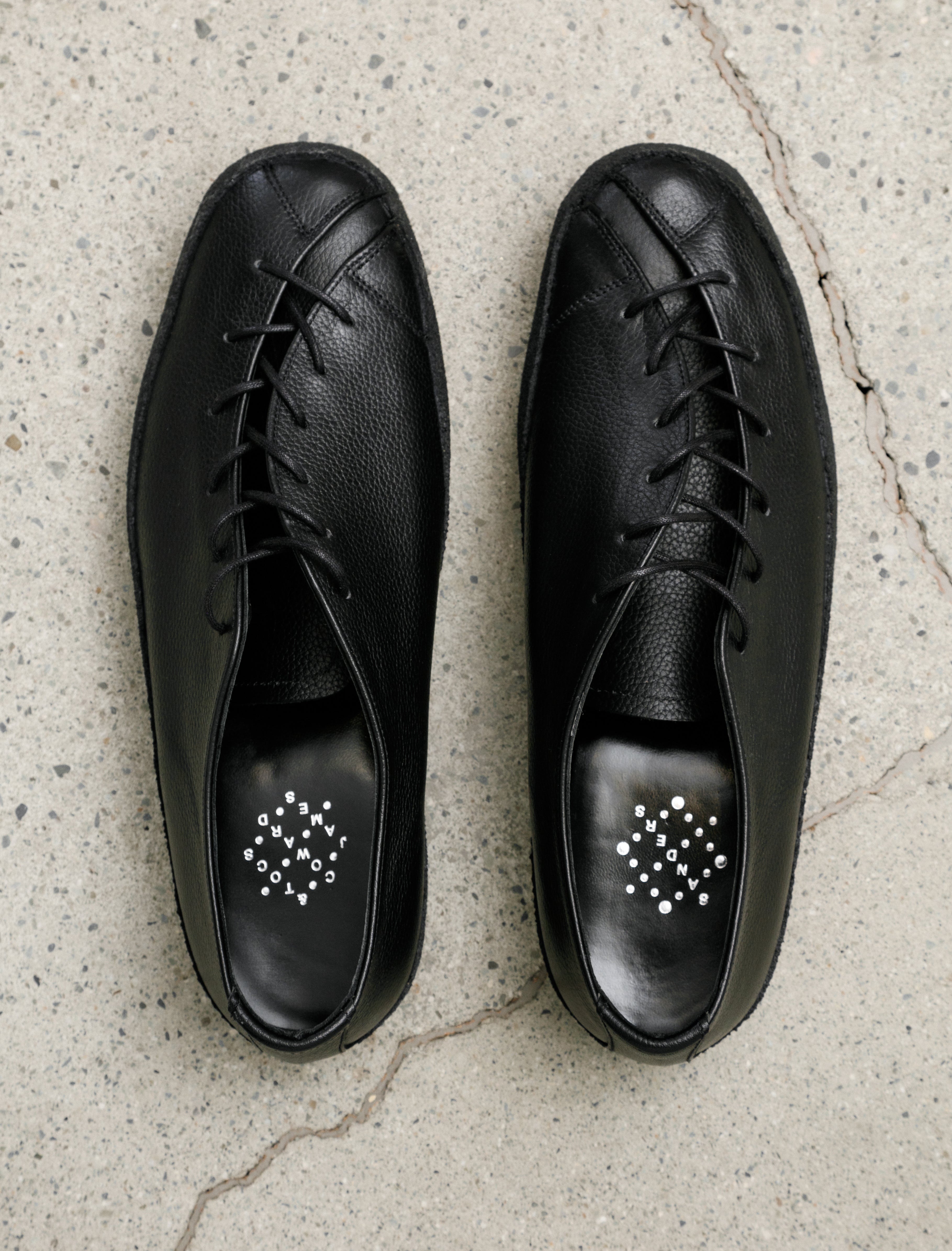 James Coward x Sanders Banana Shoe Black Grain Leather
