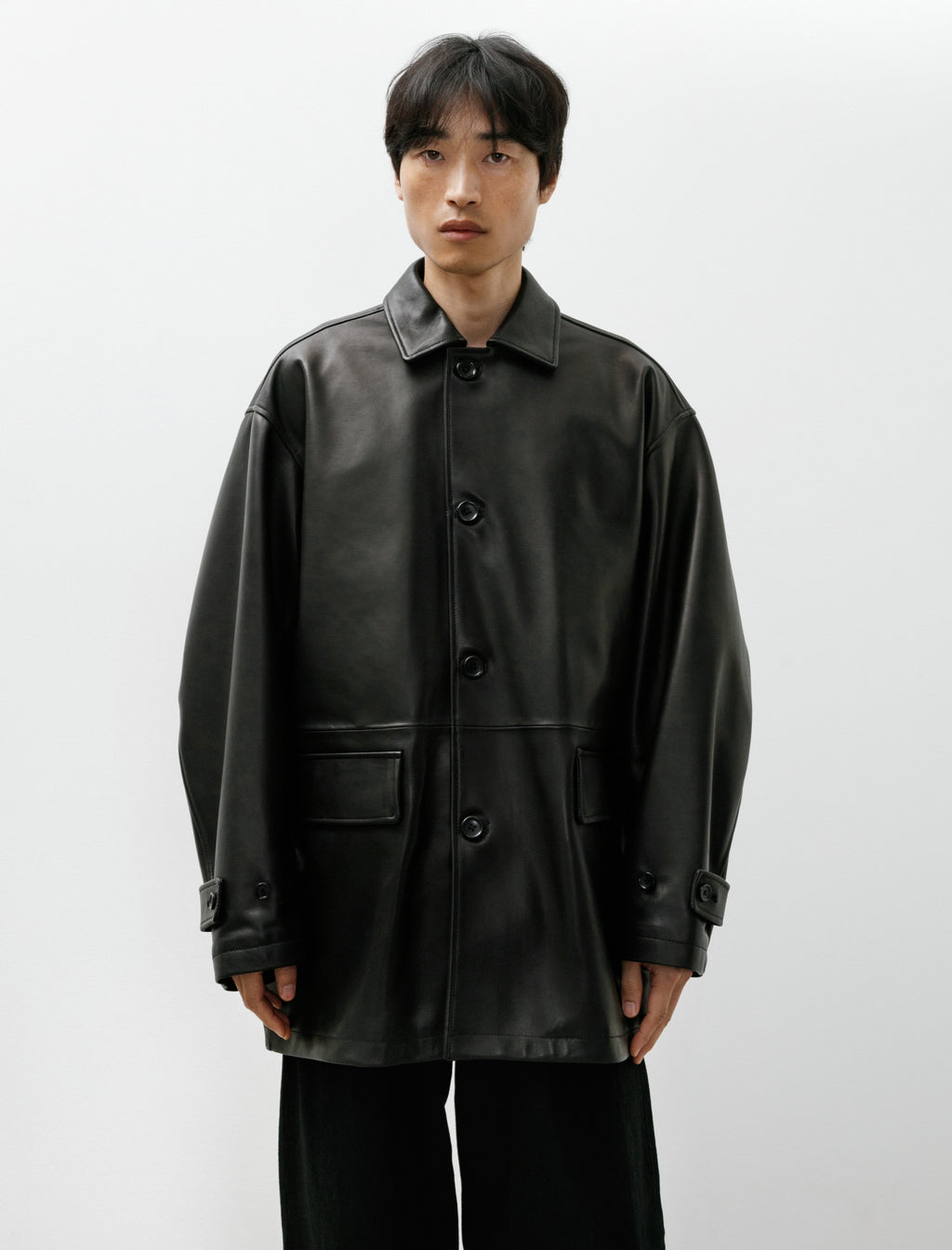 Graphpaper Lamb Leather Car Coat Black – Neighbour