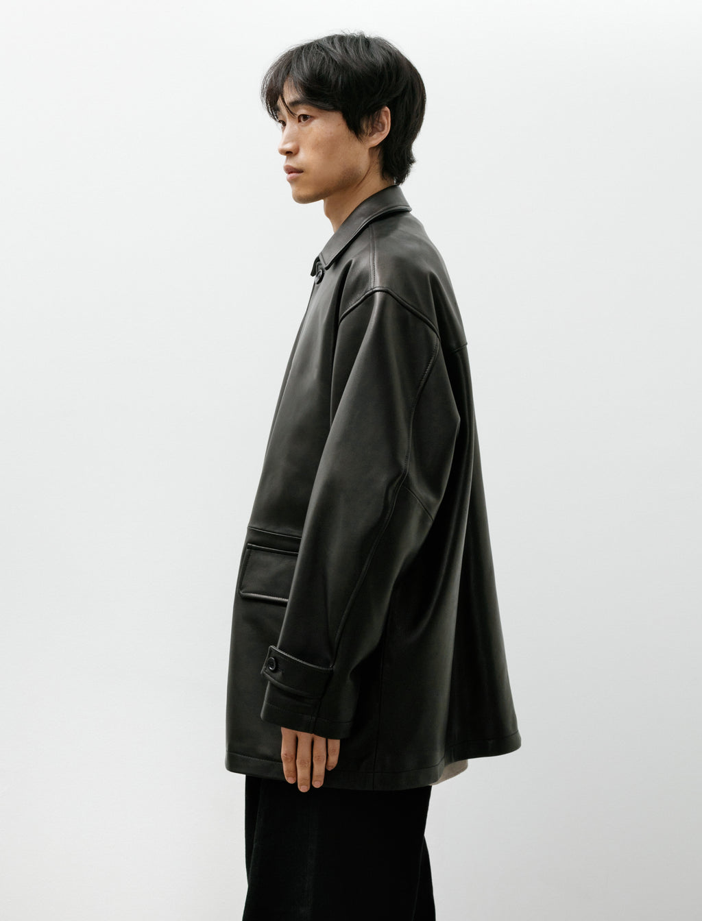 Graphpaper Lamb Leather Car Coat Black – Neighbour